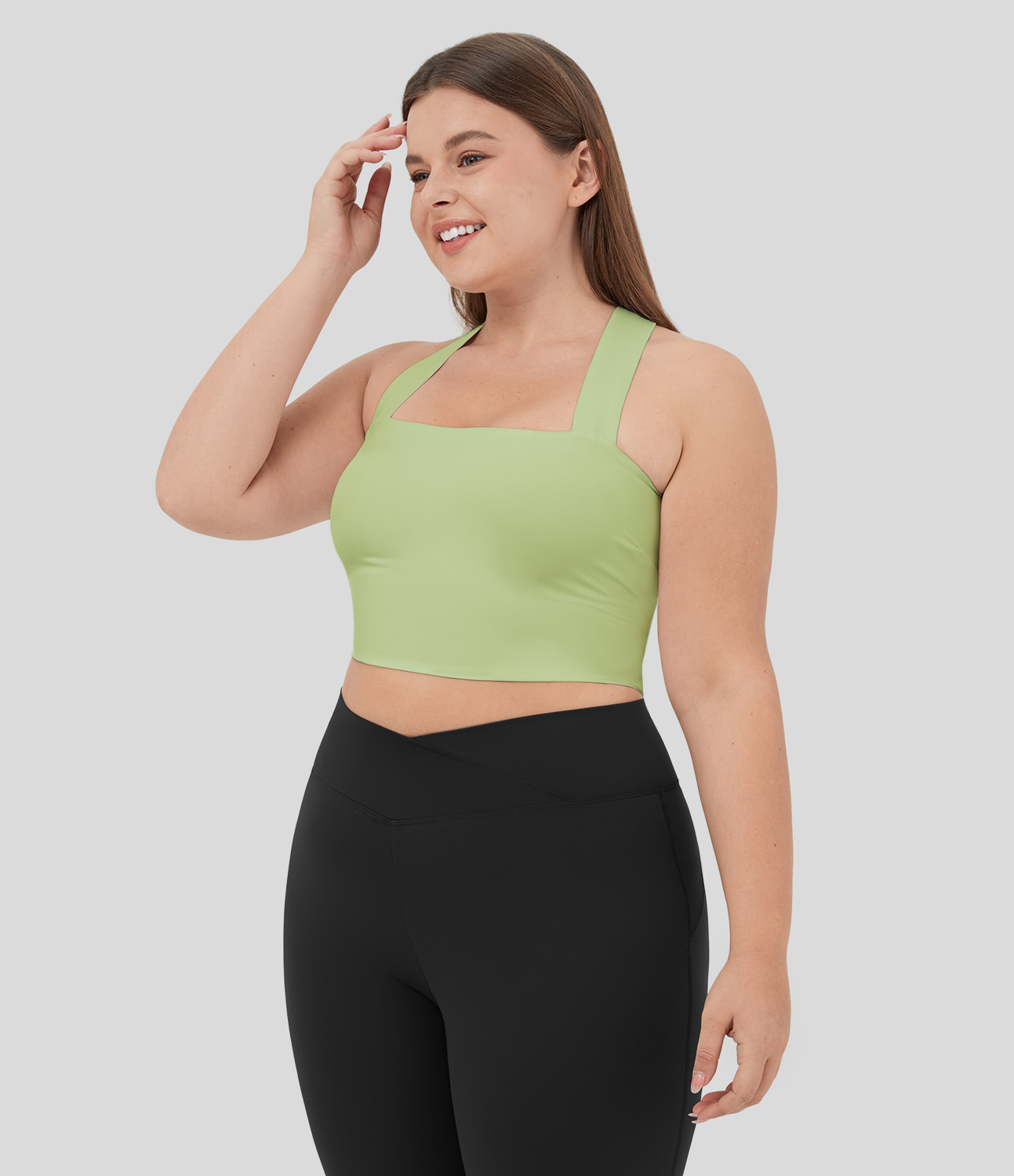 Halara Softlyzeroв„ў Airy Backless Padded Crisscross Tie Back Cropped Plus Size Cool Touch Yoga Sports Top  - Reed - 3X 