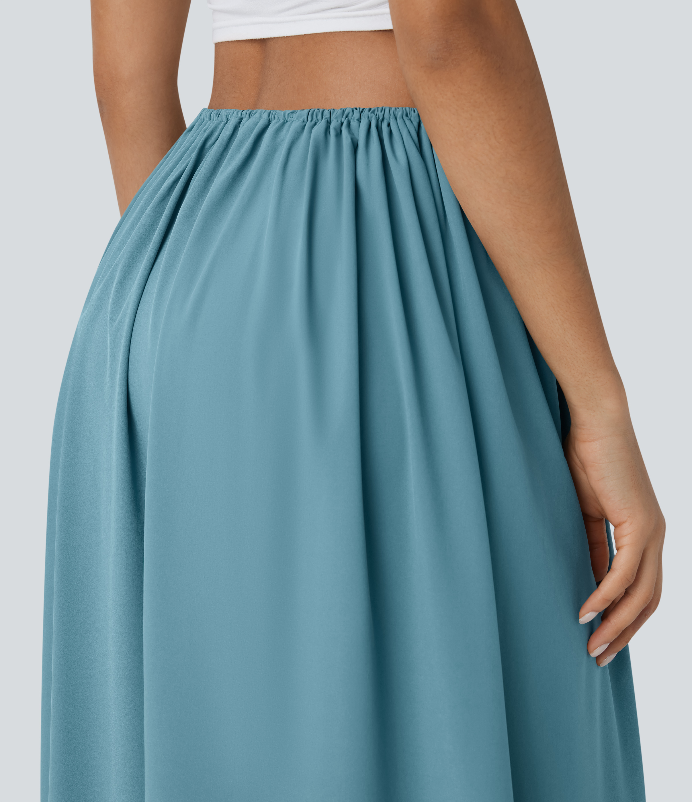 Halara Breezefulв„ў High Waisted Drawstring Split Flowy Quick Dry 2-Piece Midi Resort Skirt  - Stone Blue - XS(regular) 