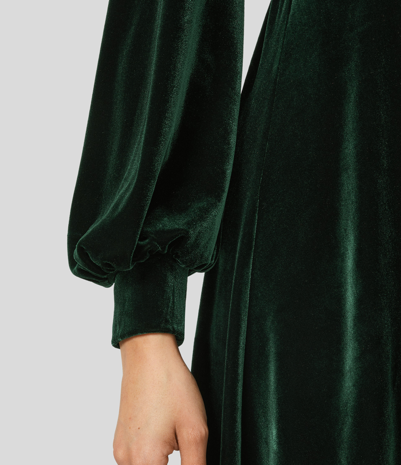 Halara V Neck Crossover Plicated Bishop Sleeve High Low Flowy Velvet Midi Casual Dress Casual Dress - Mossy Forest - XS slip dress 