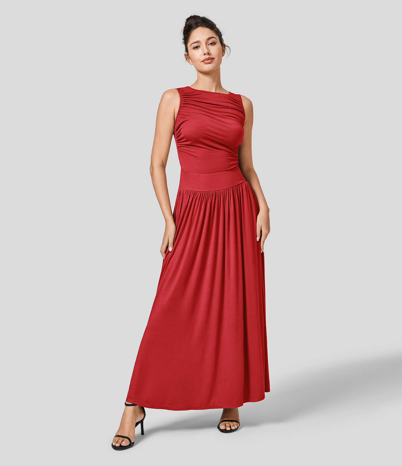

Halara Ribbed Boat Neck Ruched Side Pocket Flowy Maxi Casual Dress Casual Dress - Rubicondo -  slip dress beach dress ruched dress