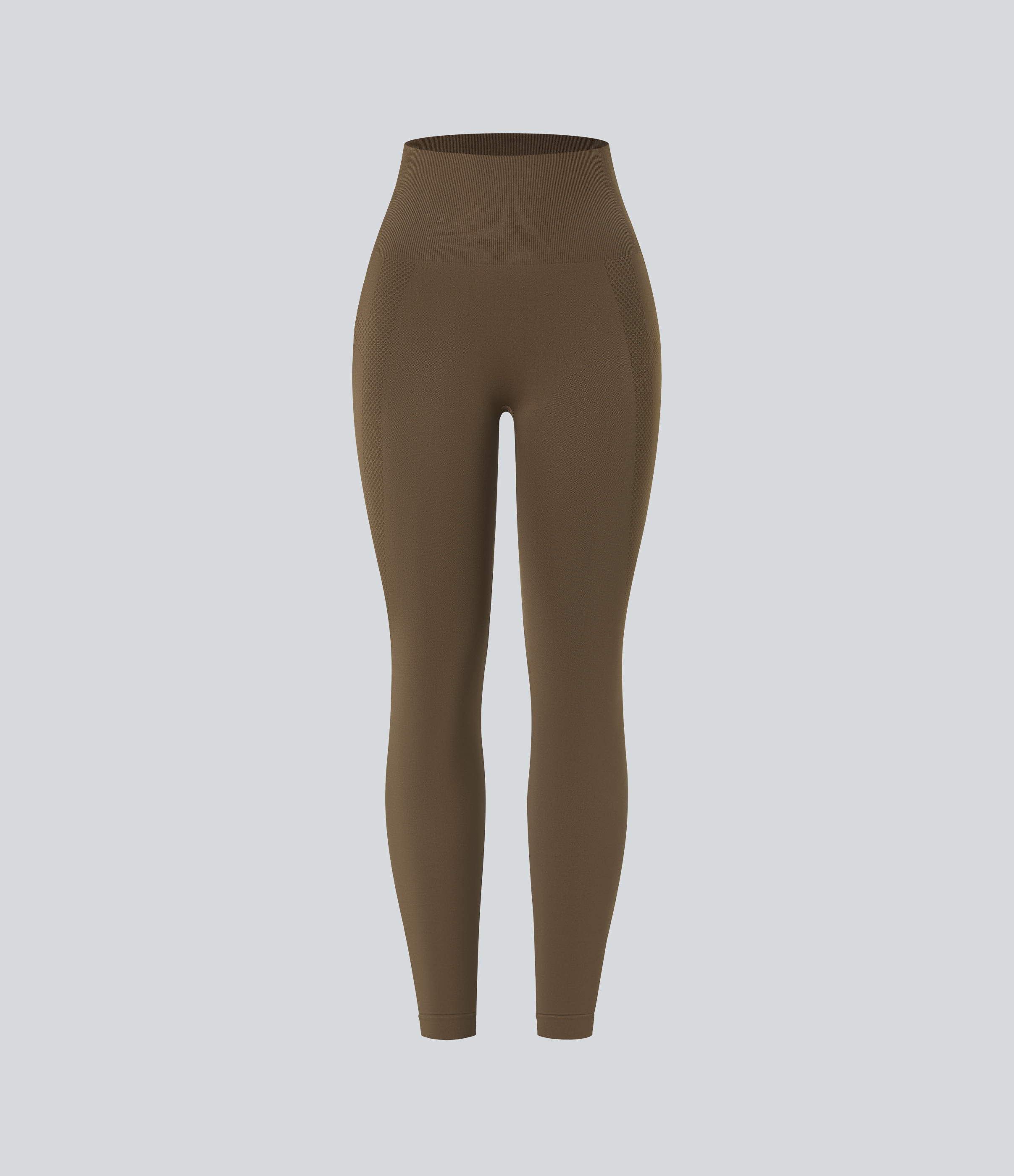 Halara Seamless Flow High Waisted Ruched 7/8 Yoga Leggings  - Dawn Brown - S(7/8) gym leggings leggings with pockets leggings with butt lift 