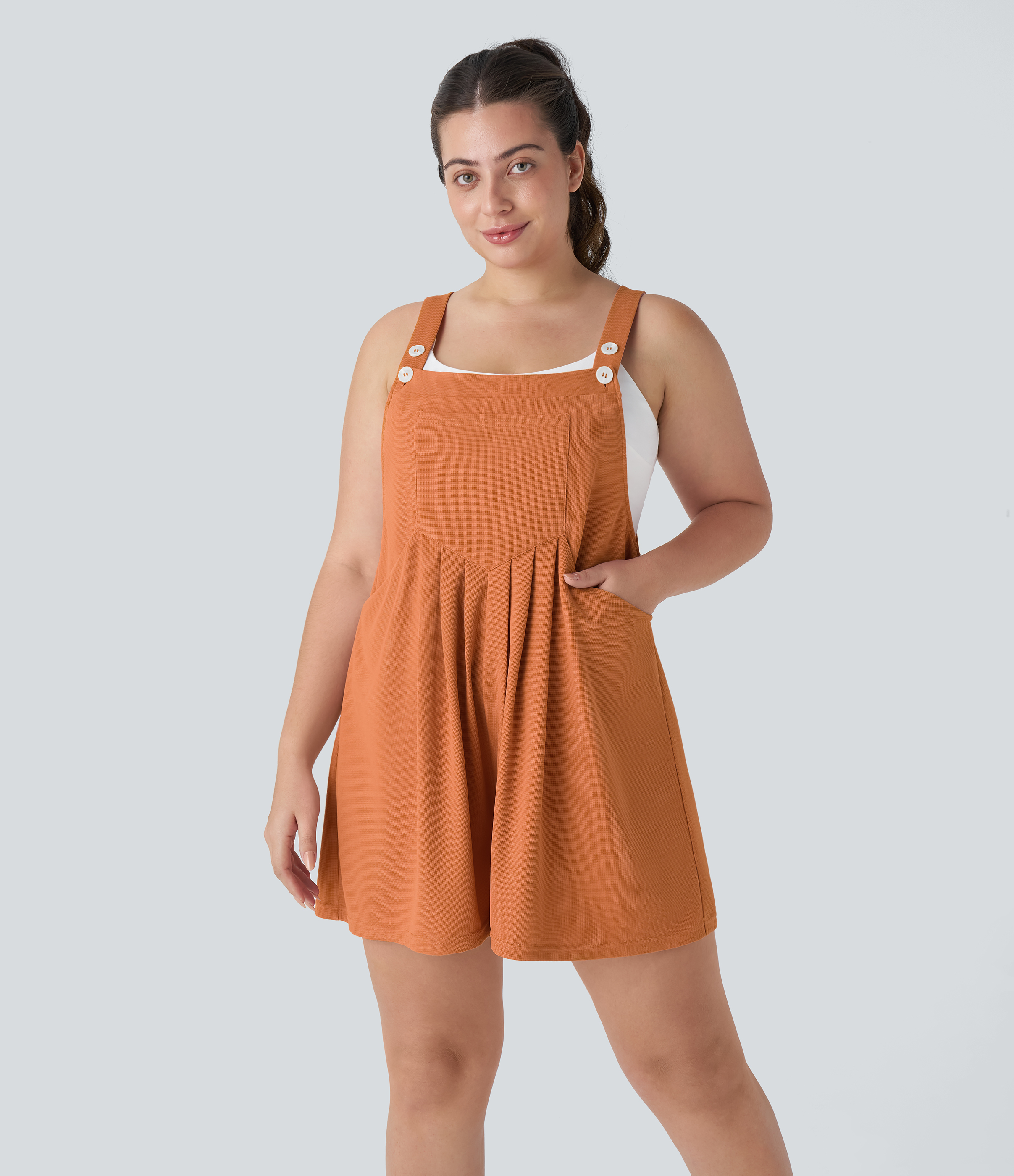plus size orange overall dress Women's Plus Size Evie Smock Tiered Dress - Burnt Orange