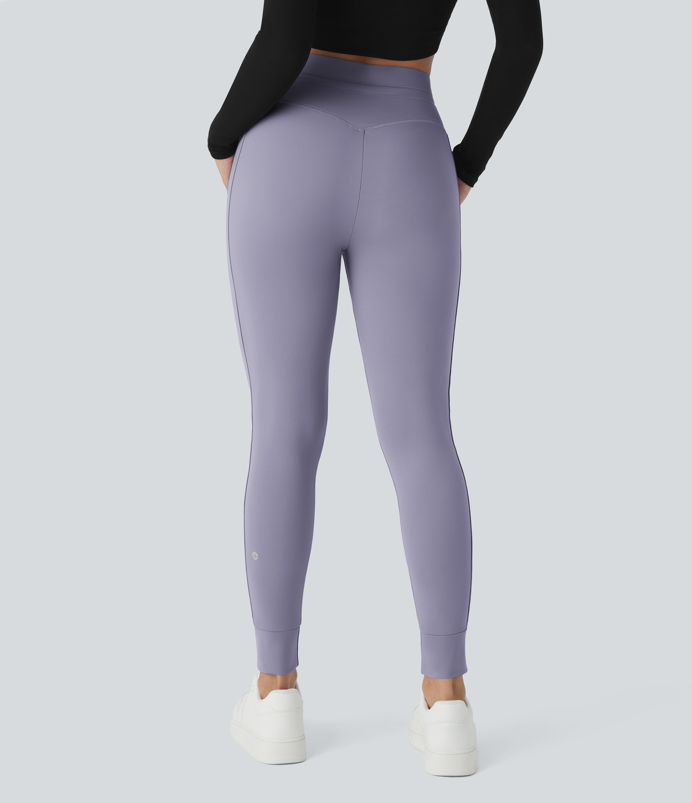 Halara Softlyzeroв„ў Airy High Waisted Drawstring Side Pocket Plain Cool Touch Full Length Joggers-UPF50+  - Dark Gray Violet - XS(petite) 
