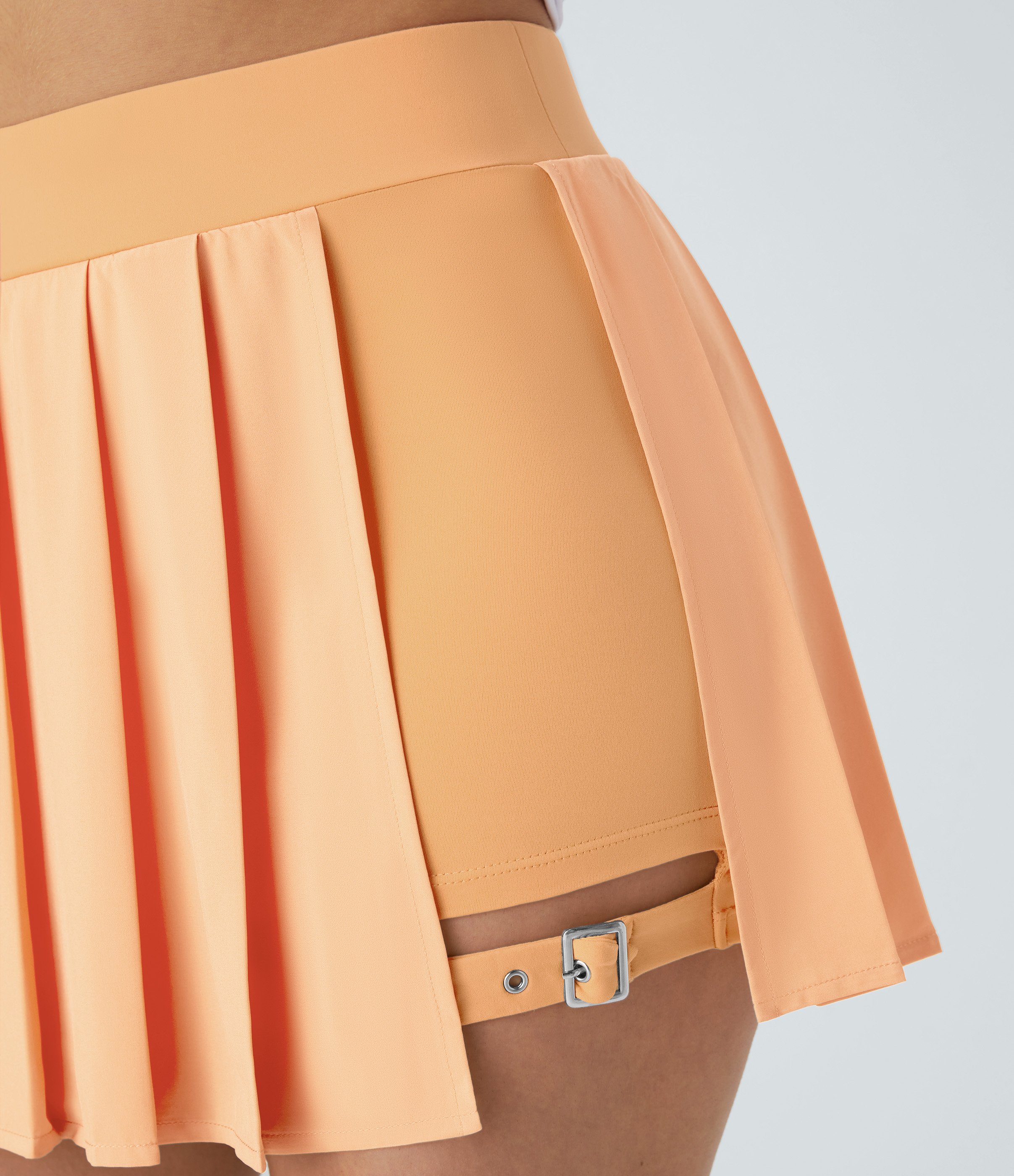 Halara Breezefulв„ў High Waisted Pleated 2-in-1 Side Pocket Adjustable Buckle Micro Mini Quick Dry Casual Skirt  - Peach Orange - M(regular) 