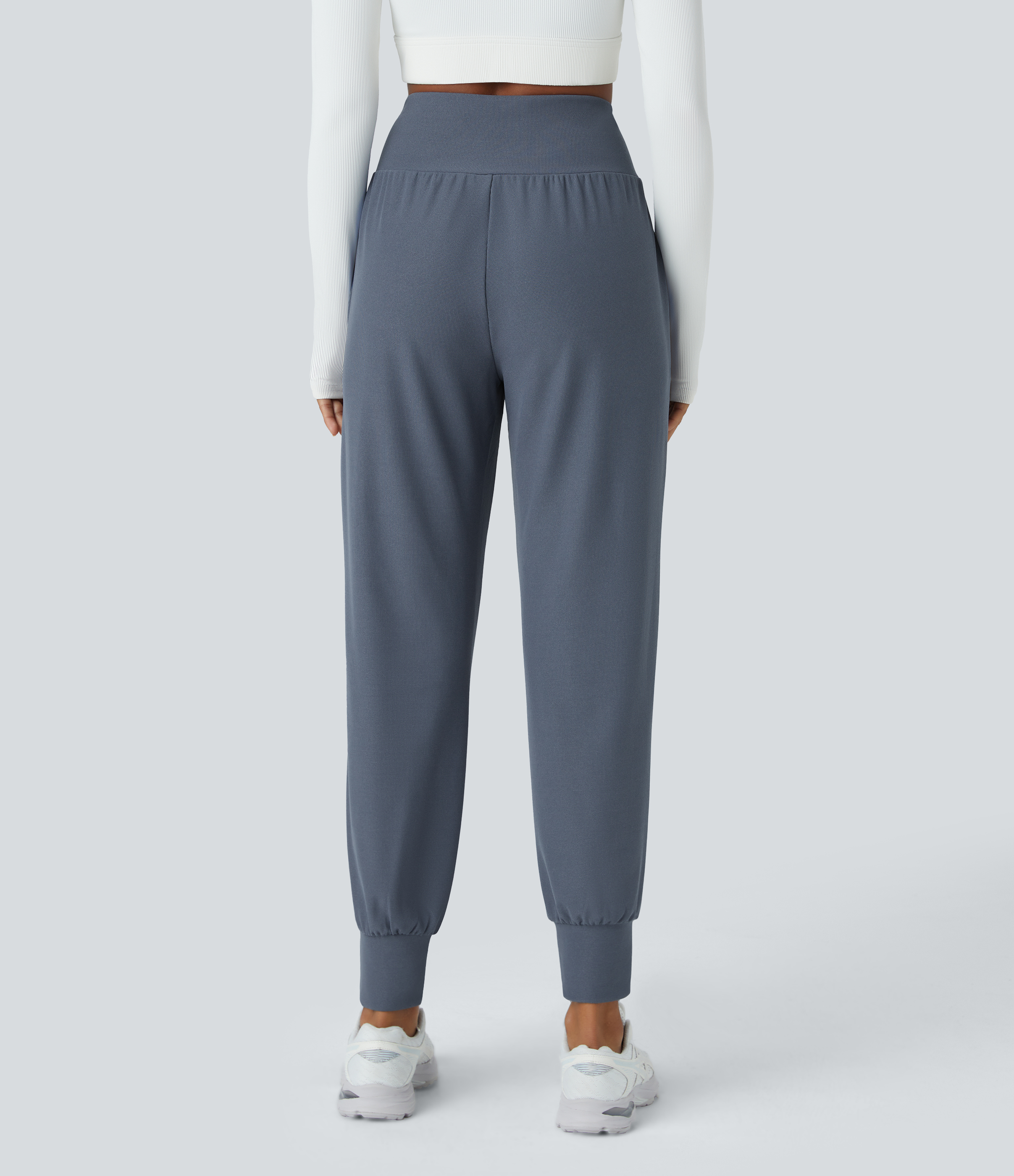 Halara High Waisted Plain Side Pocket Waffle Yoga Joggers  - Grisaille - S(regular) 