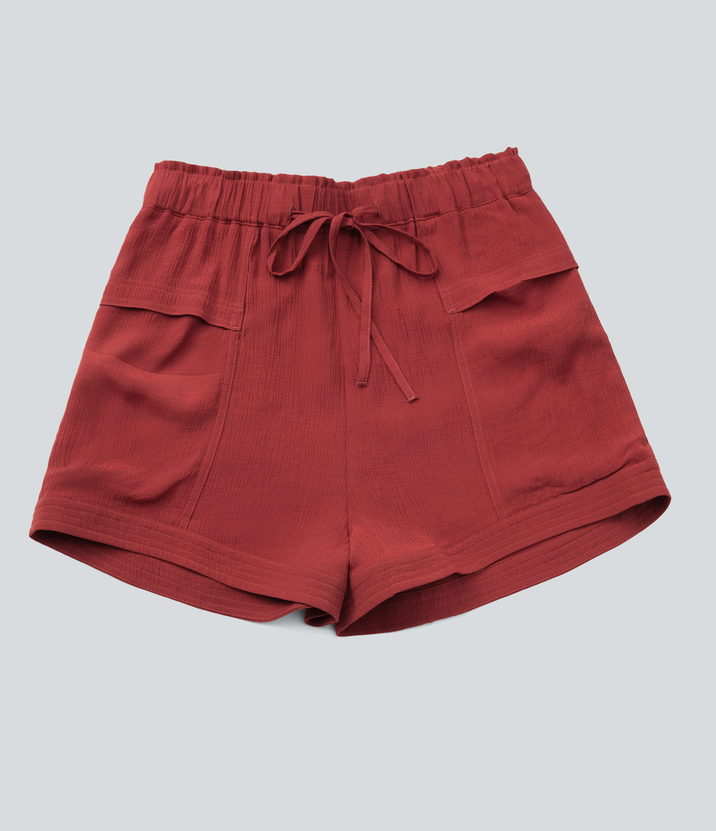 Halara Mid Rise Drawstring Frill Multiple Pockets Resort Shorts  - Brandy Snifter - S booty shorts compression shorts yoga shorts 