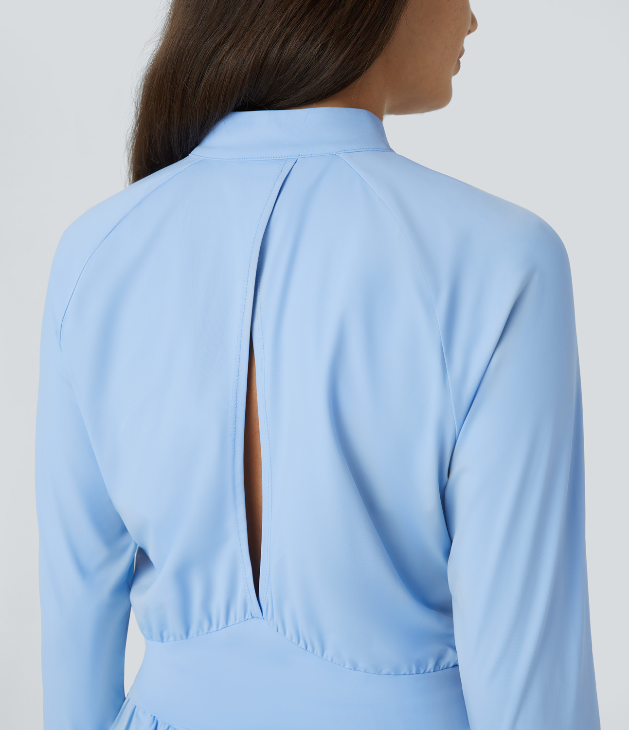 Halara Stand Collar Zipper Thumb Hole Cut Out Cool Touch Yoga Jacket  - Dutch Canal - L 