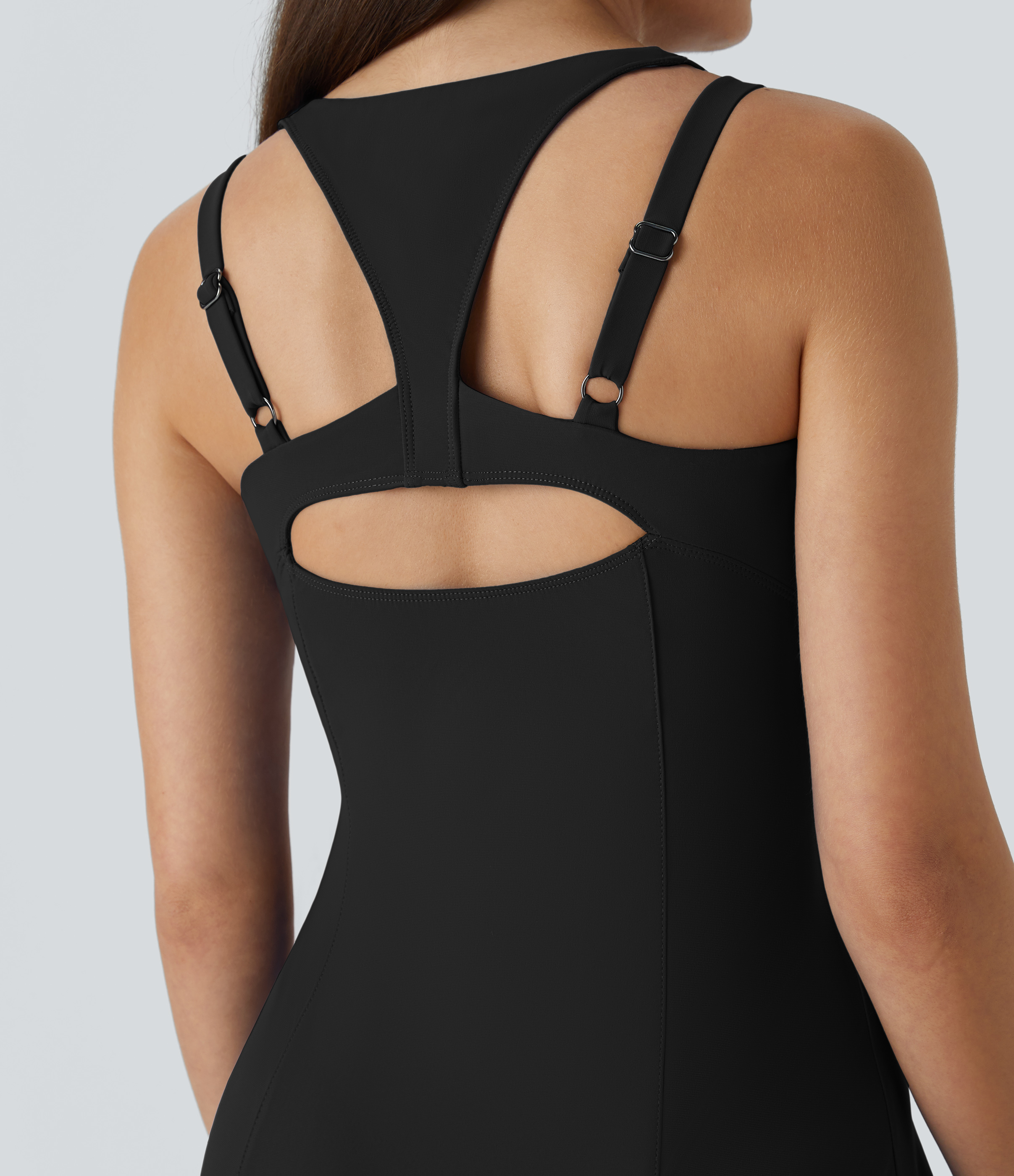 Halara Adjustable Strap Backless Cut Out Mini Tennis Active Dress Workout Dress - Black - M 