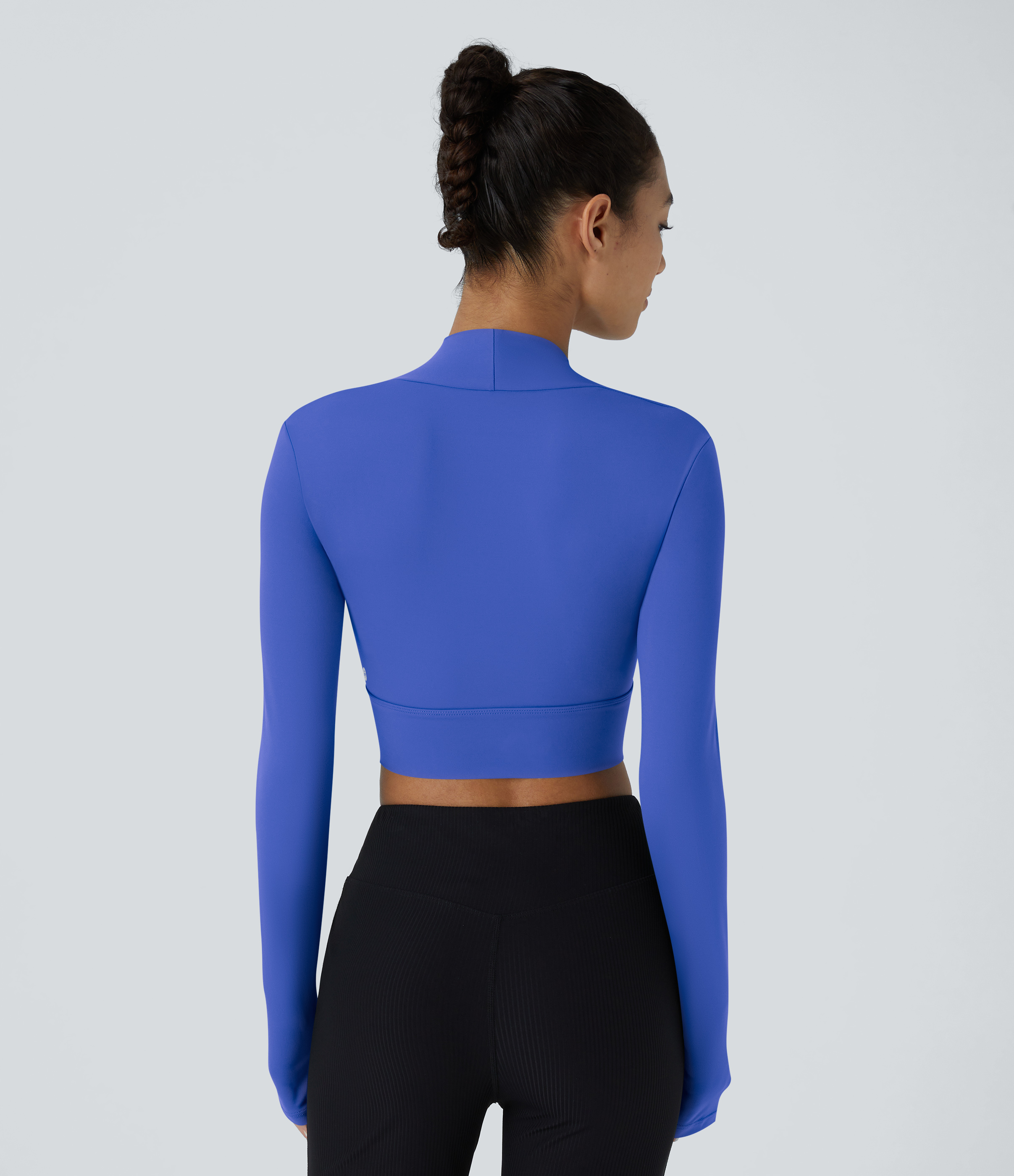 Halara Cloudfulв„ў Fabric Long Sleeve Thumb Hole Cropped Yoga Sports Top  - Lotus Blue - L 