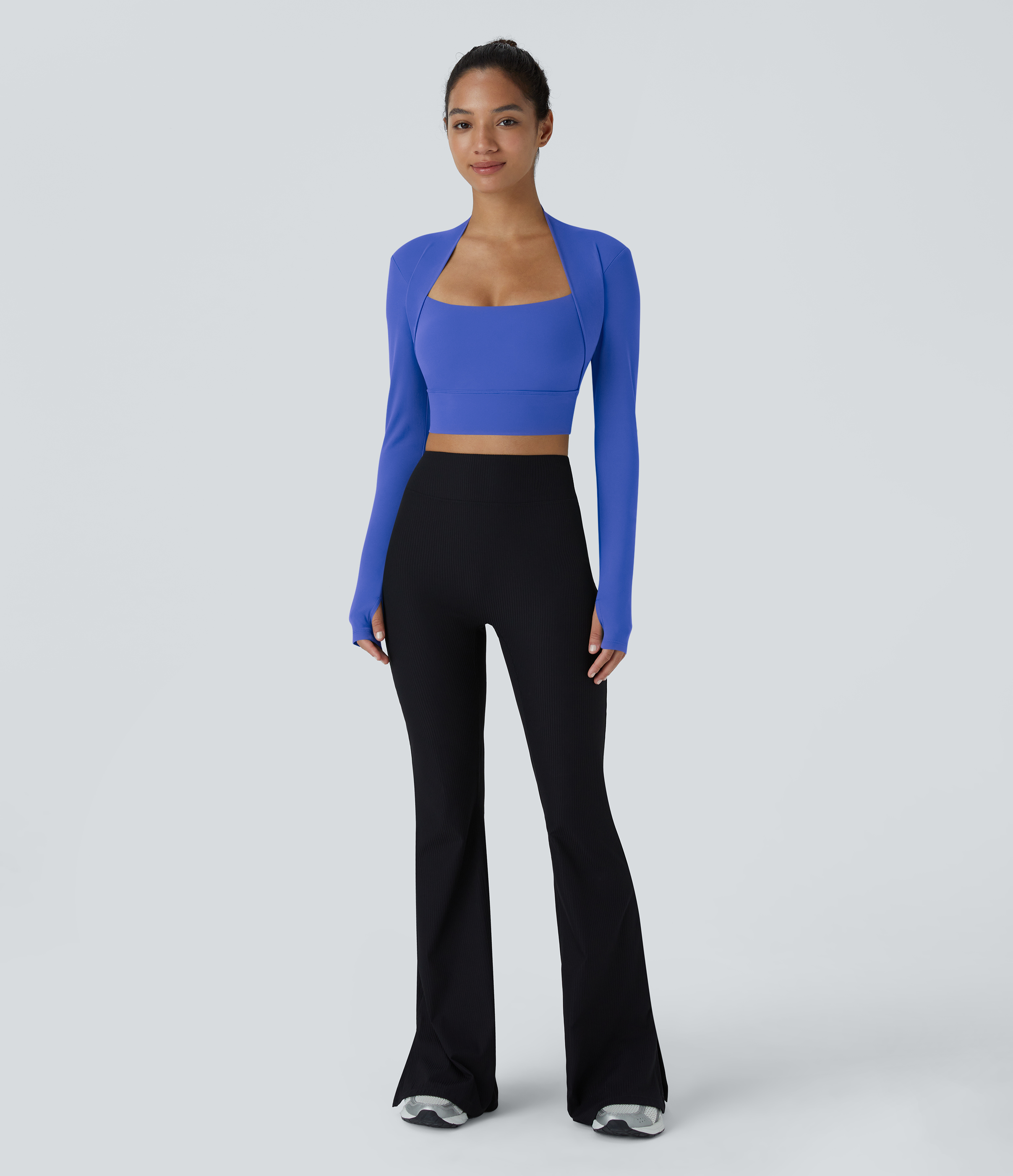 Halara Cloudfulв„ў Fabric Long Sleeve Thumb Hole Cropped Yoga Sports Top  - Lotus Blue - L 