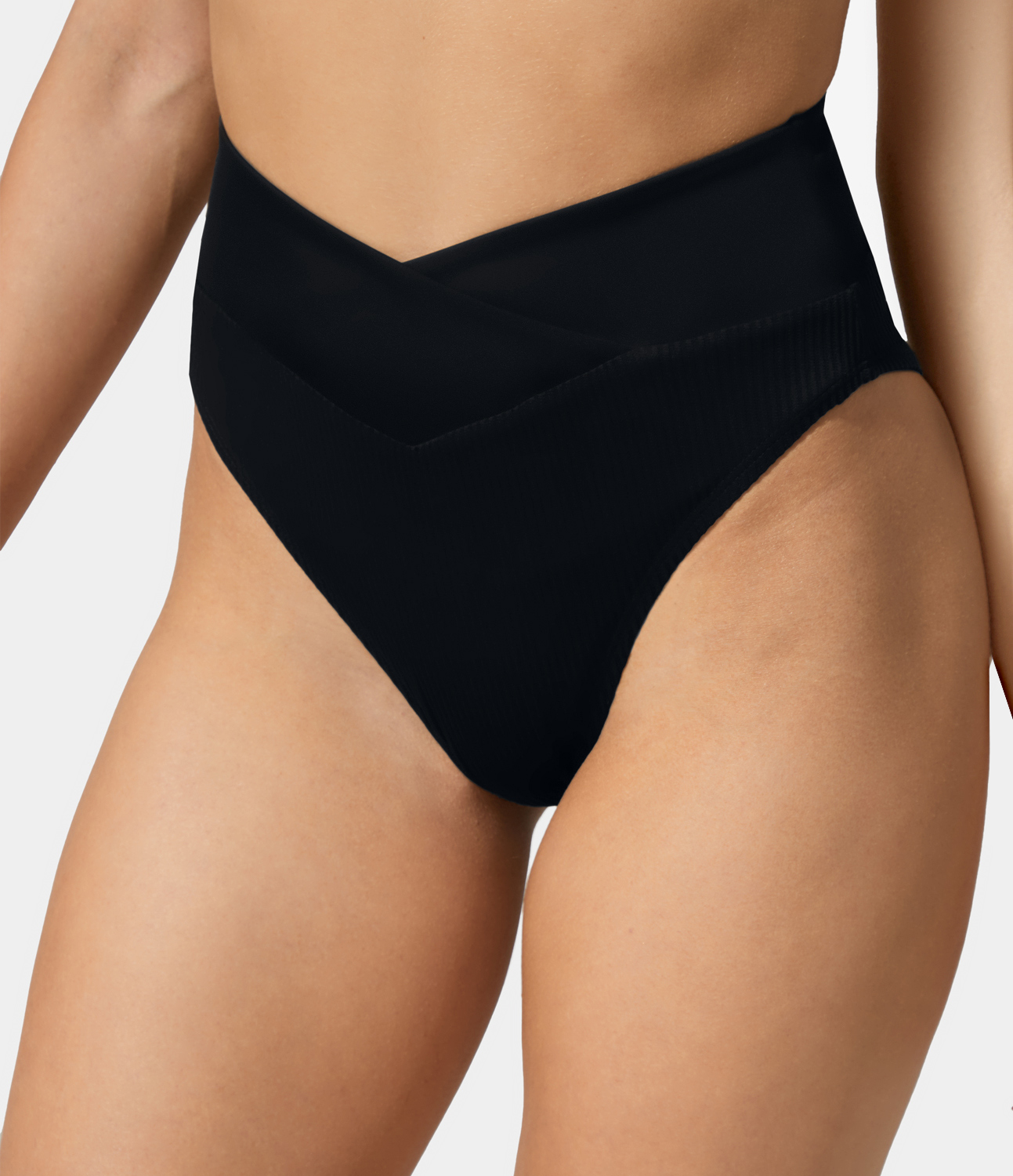 Women's High Waisted Crossover Contrast Bikini Bottom Swimsuit HALARA