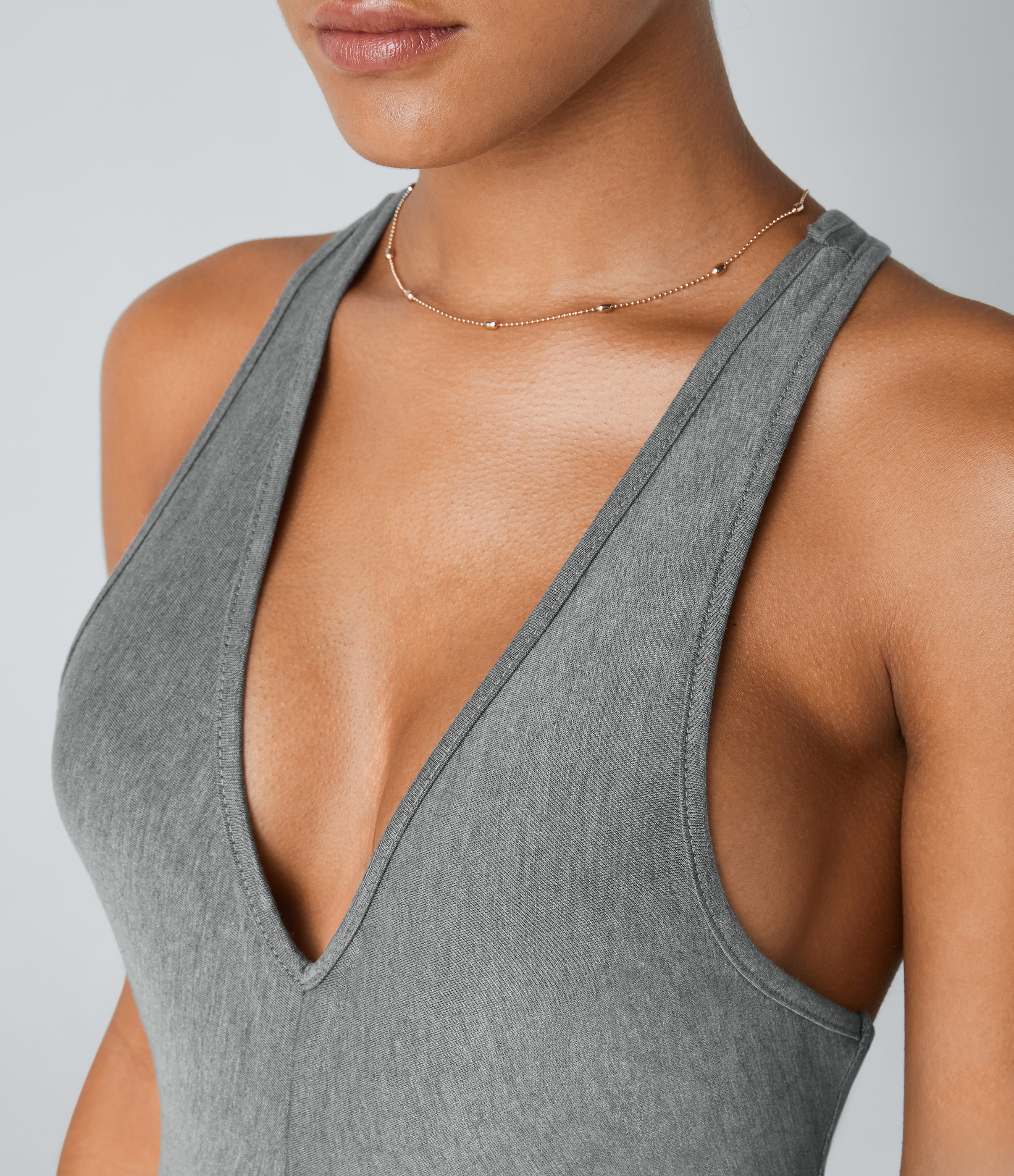 Halara Deep V Neck Backless Racerback Stacked Ruched Maxi Casual Dress Casual Dress - Darl Gray Floral Yarn - XL slip dress beach dress 