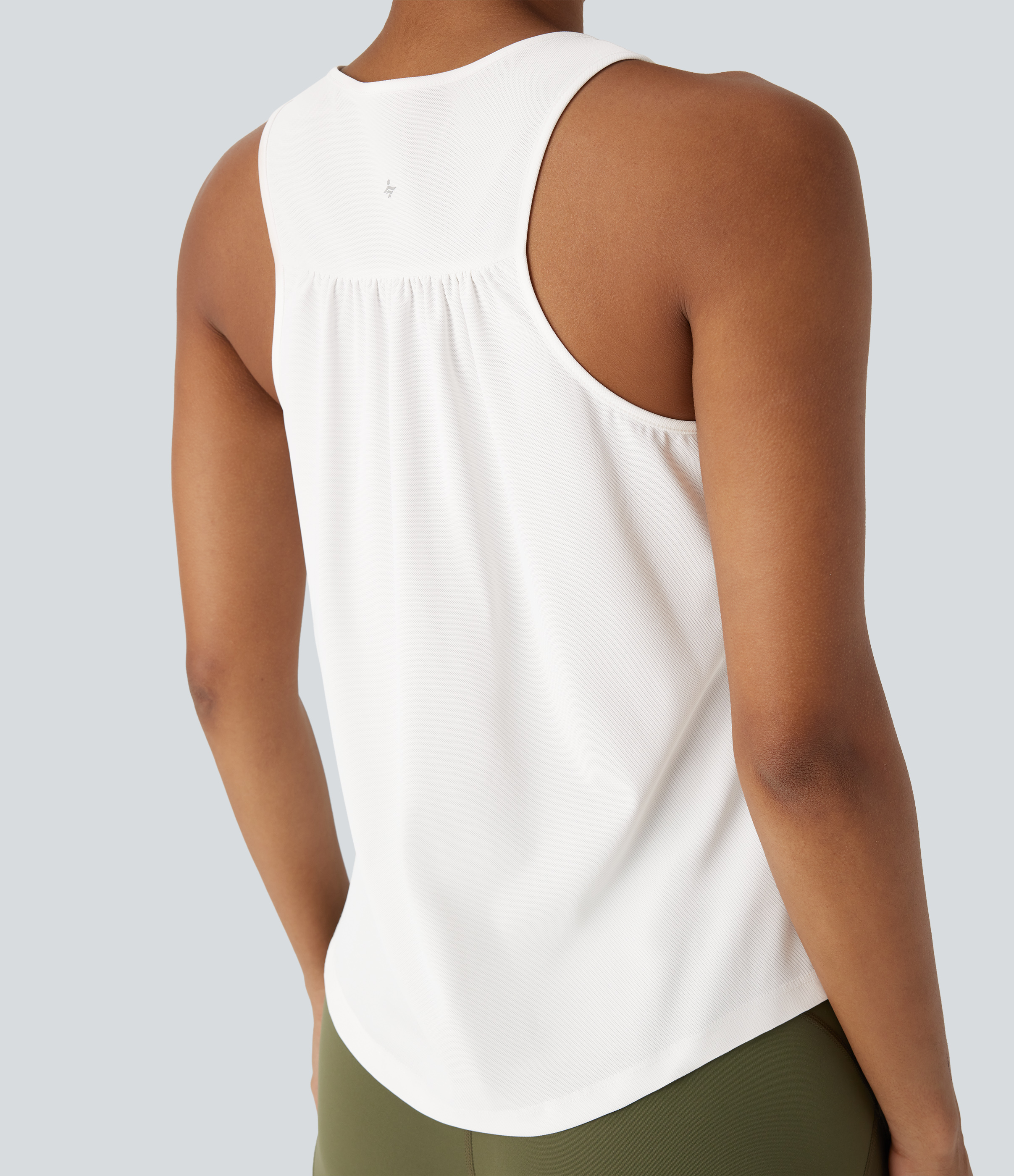 Halara Racerback Curved Hem Quick Dry Running Tank Top-UPF50+ Tank Top - White - XS golf tops halter top tunic tops sleeveless tops 