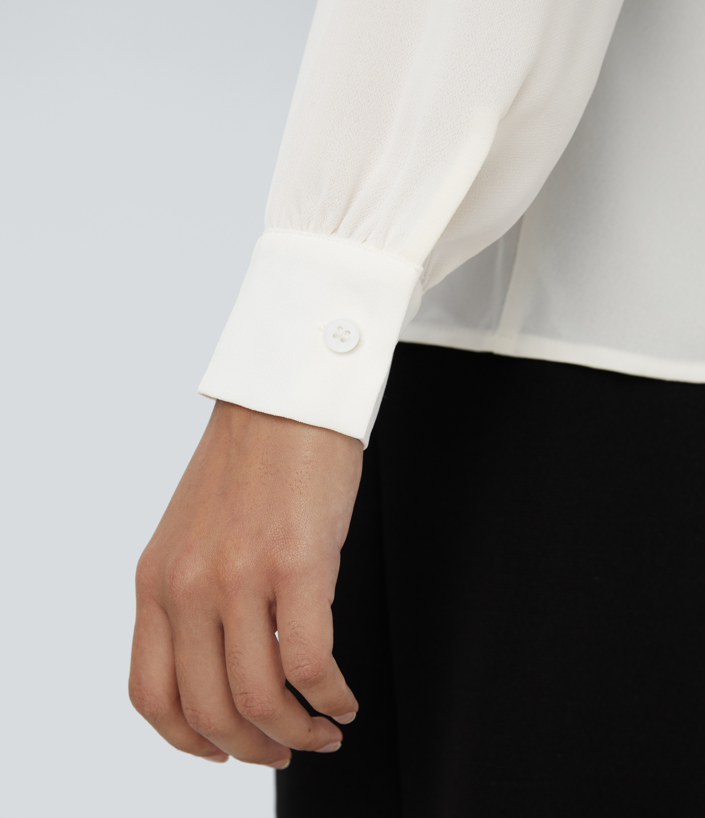 Halara V Neck Plicated Long Sleeve Work Blouse  - White - XS 