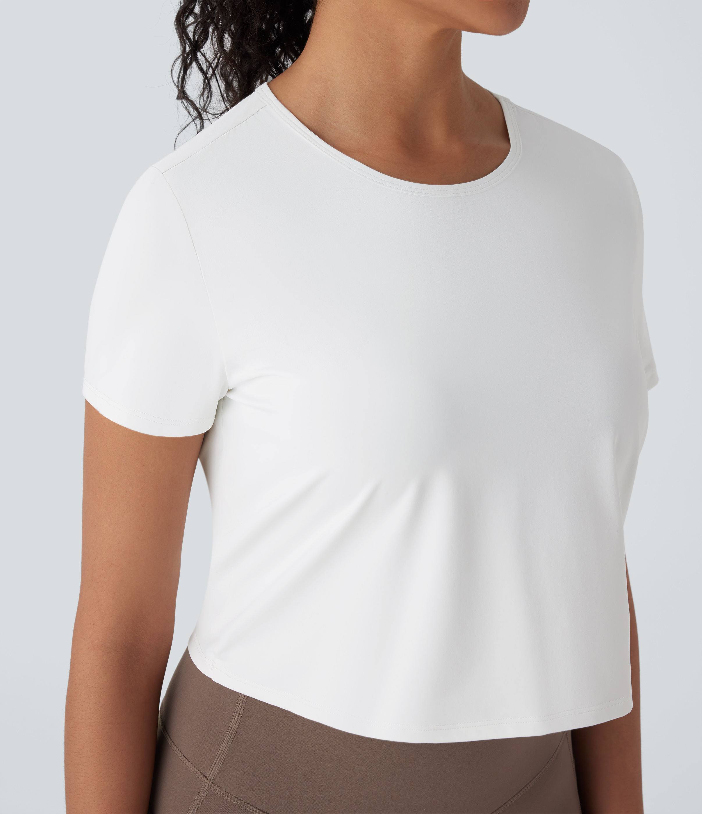 Halara Cut Out Twisted Cropped Hiking Sports Top-UPF40+  - White - XL 