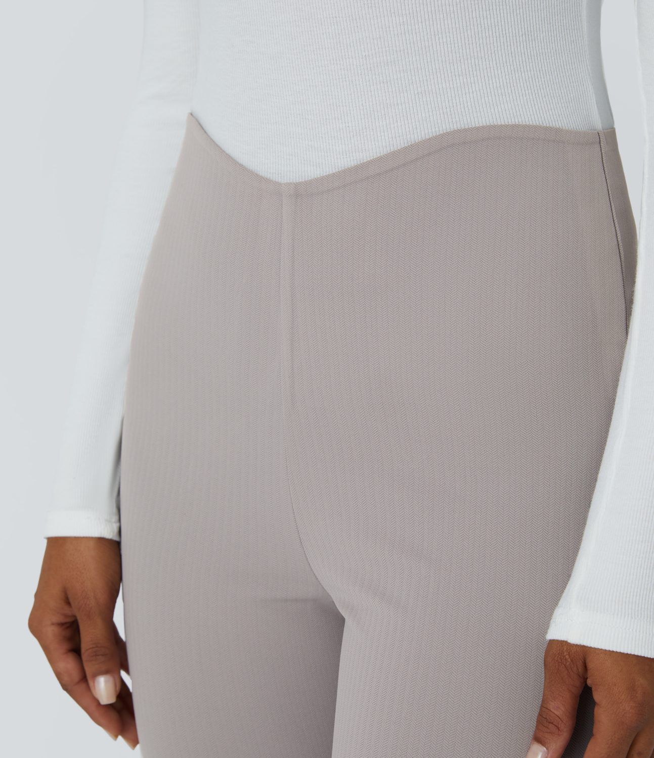 Halara Halara Flexв„ў Super High Waisted Back Side Pocket Herringbone Skinny Work Pants  - Mink Ash - S(regular) sweatpants jogger pants 