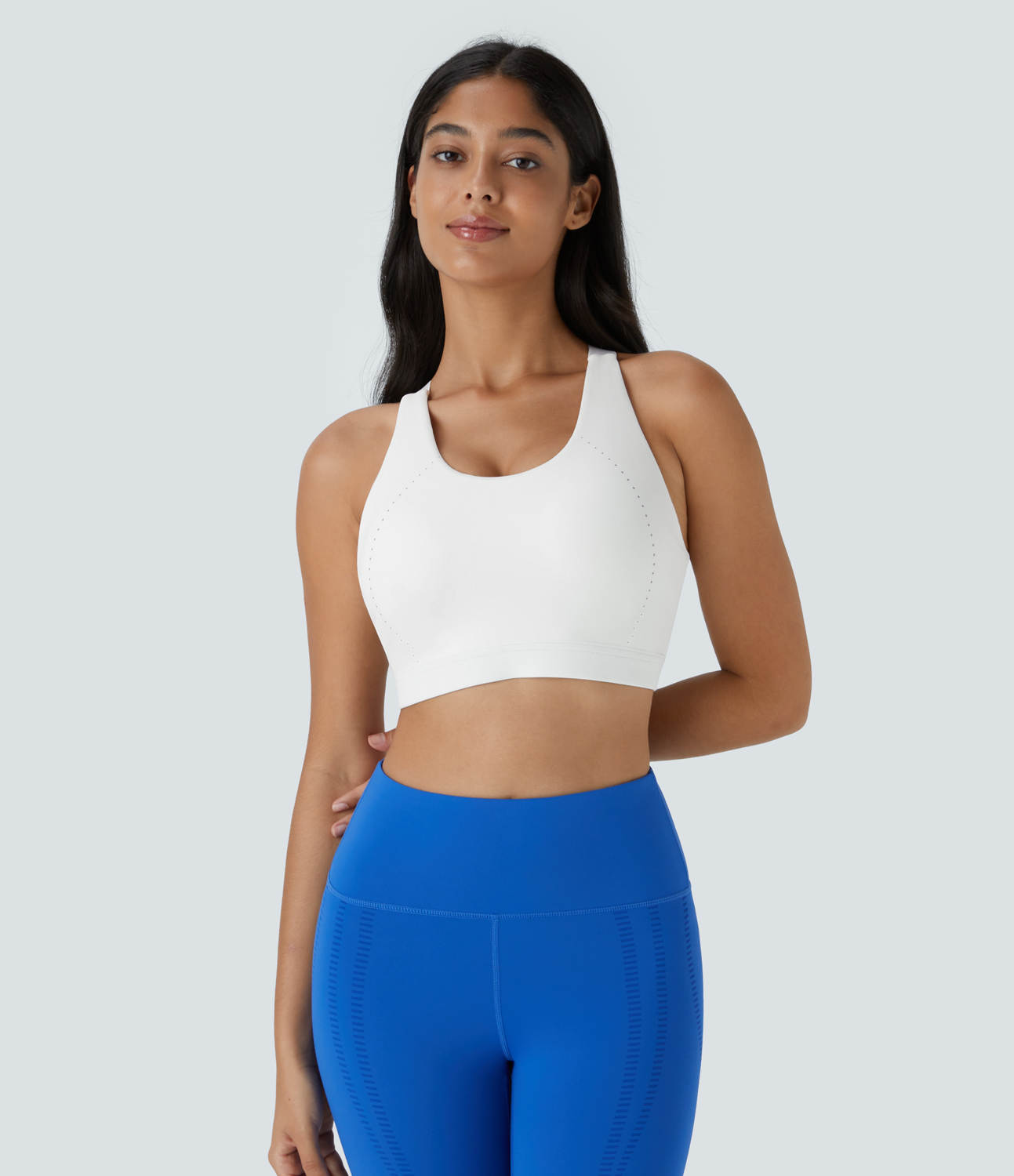 Halara SpeedWaveв„ў Medium Support Backless Crisscross Adjustable Strap Quick Dry Running Sports Bra  - White - S push up bra strapless bra 