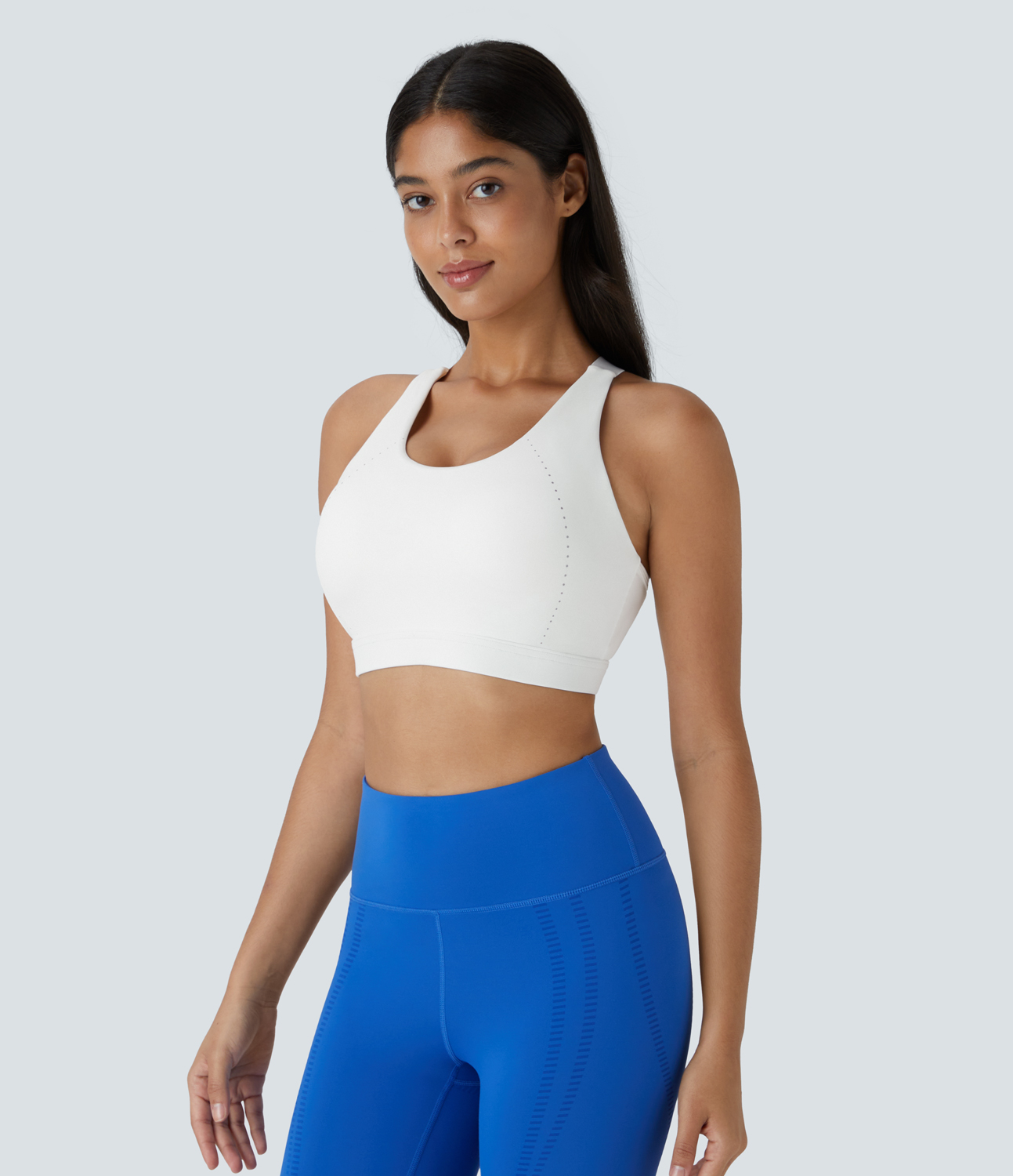 Halara SpeedWaveв„ў Medium Support Backless Crisscross Adjustable Strap Quick Dry Running Sports Bra  - White - S push up bra strapless bra 