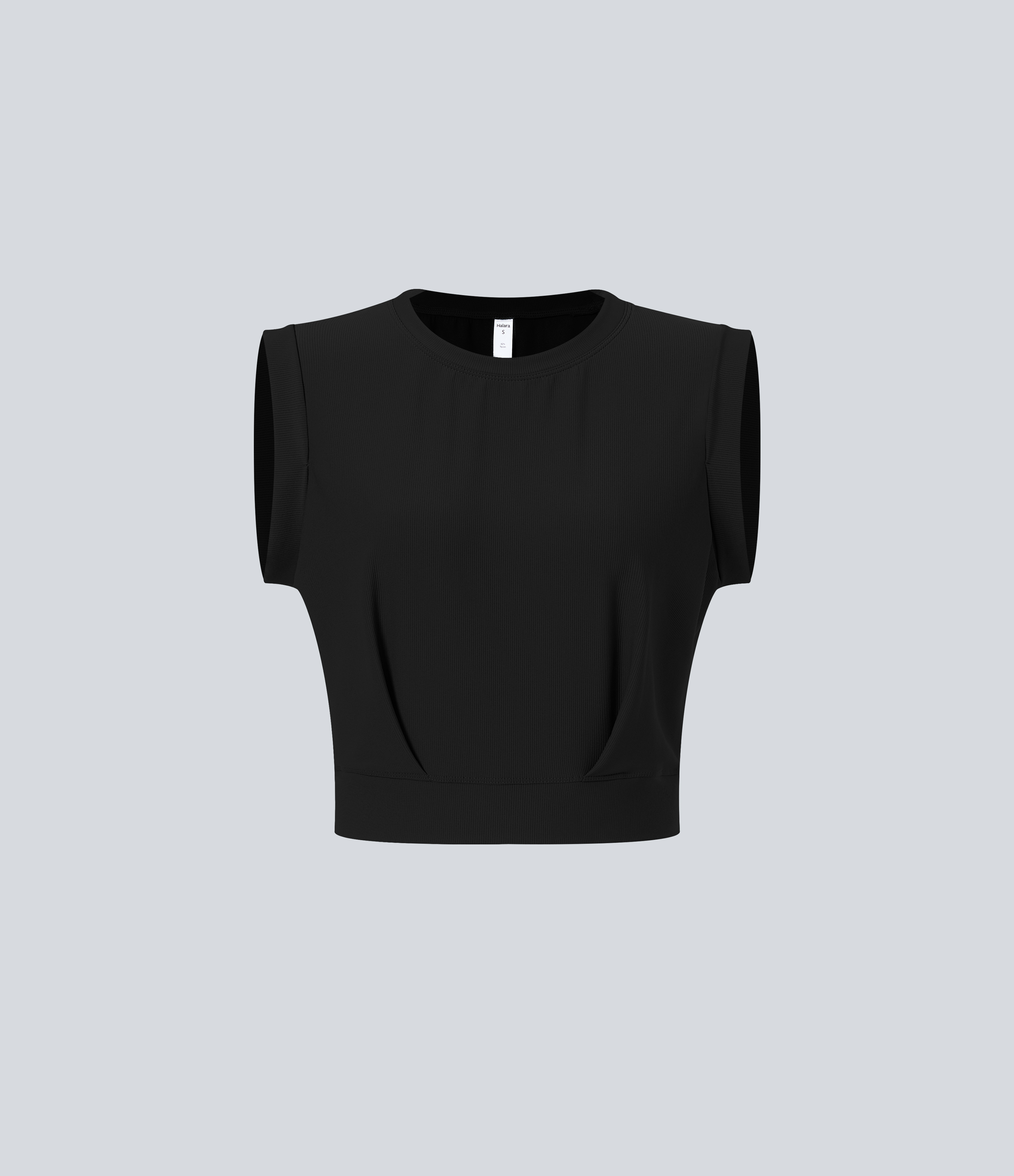 Halara PatitoffВ® Flow Pet Hair Resistant Crew Neck Sleeveless Cropped Yoga Tank Top Tank Top - Black - XL golf tops halter top tunic tops 