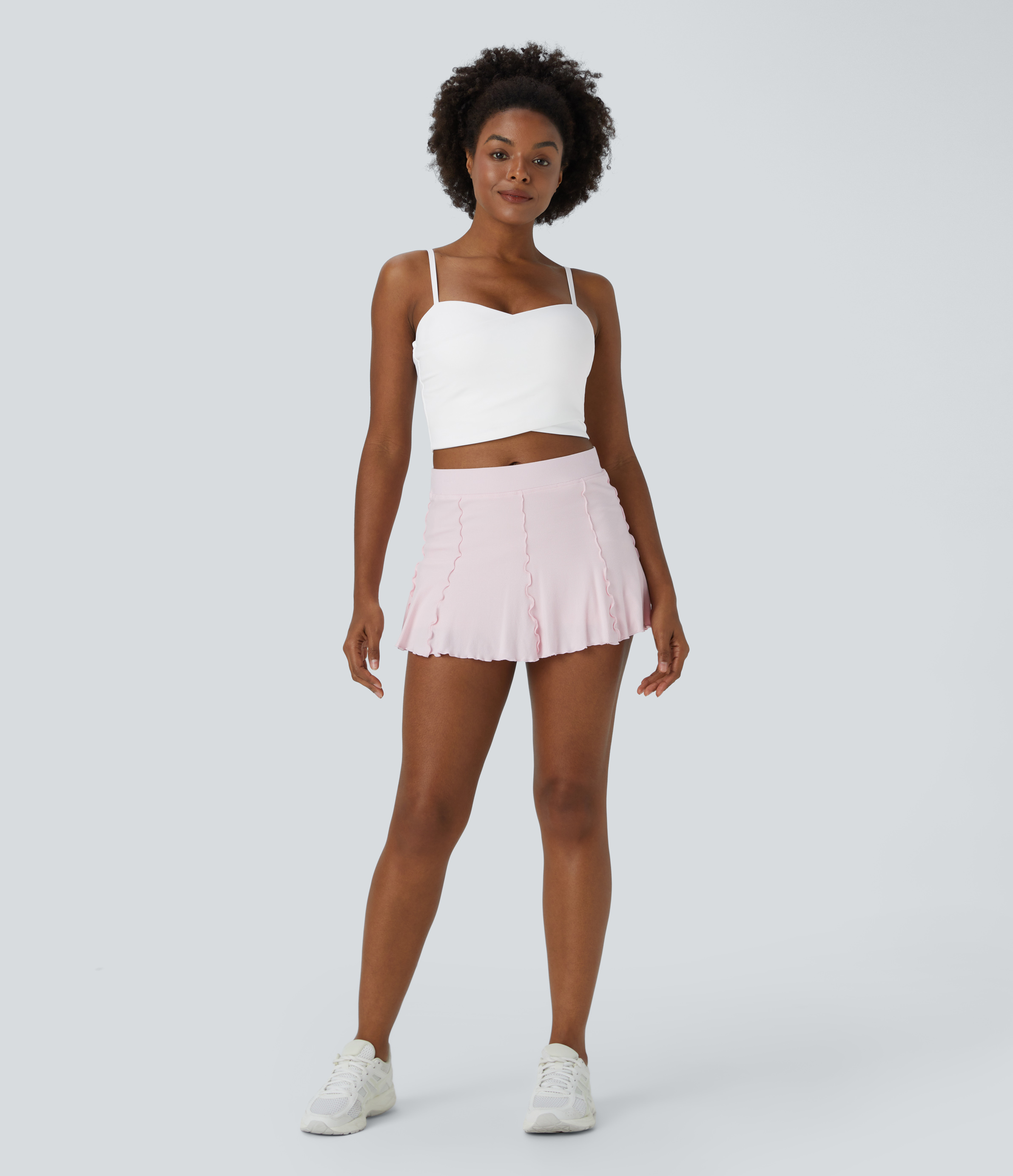 Halara Spaghetti Strap Crossover Plain Cropped Tank Top Tank Top - White - S golf tops halter top tunic tops sleeveless tops backless top 