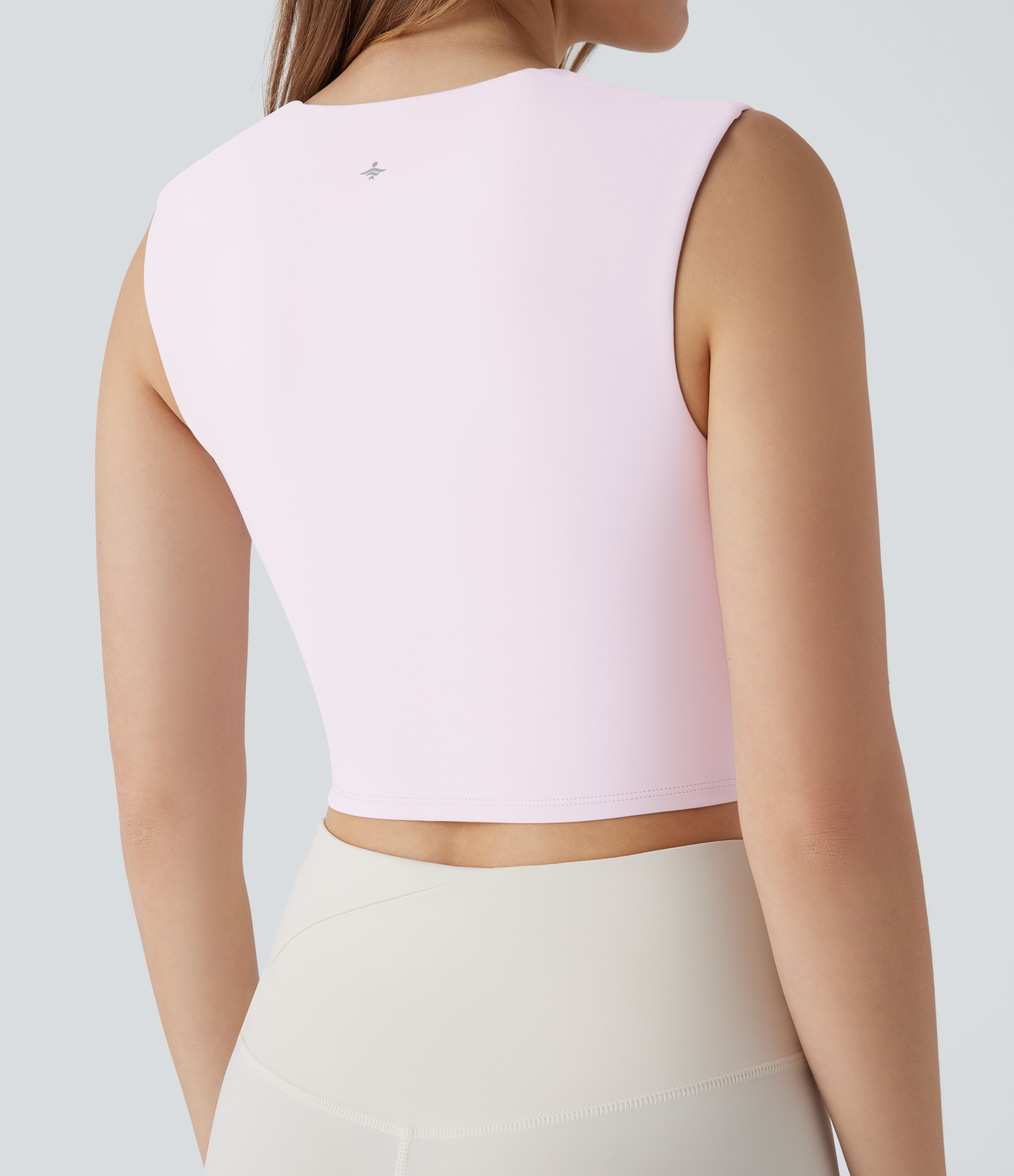Halara Softlyzeroв„ў Airy Square Neck Cropped Cool Touch Pickleball Tank Top-UPF50+ Tank Top - Chiffon White - S golf tops halter top 