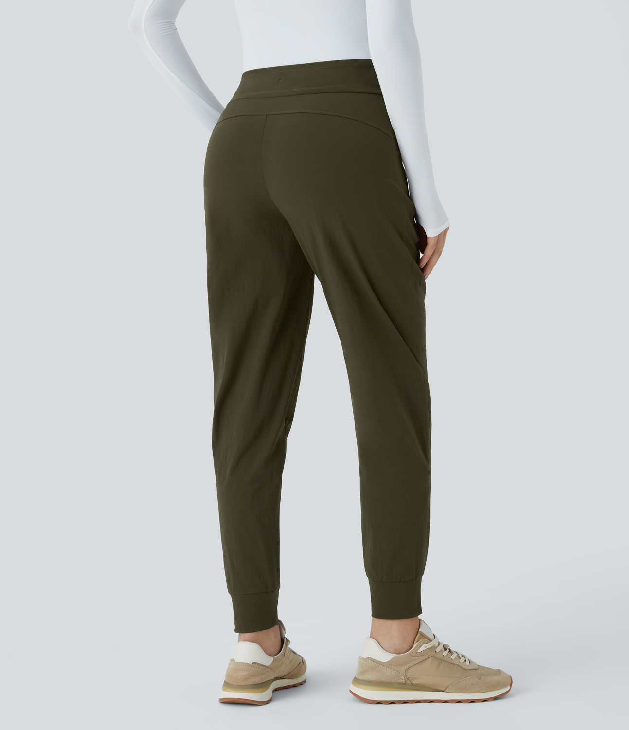 Halara Wear-Resistant Mid Rise Drawstring Side Zipper Pocket Casual Joggers  - Twilight Green - S(regular) 
