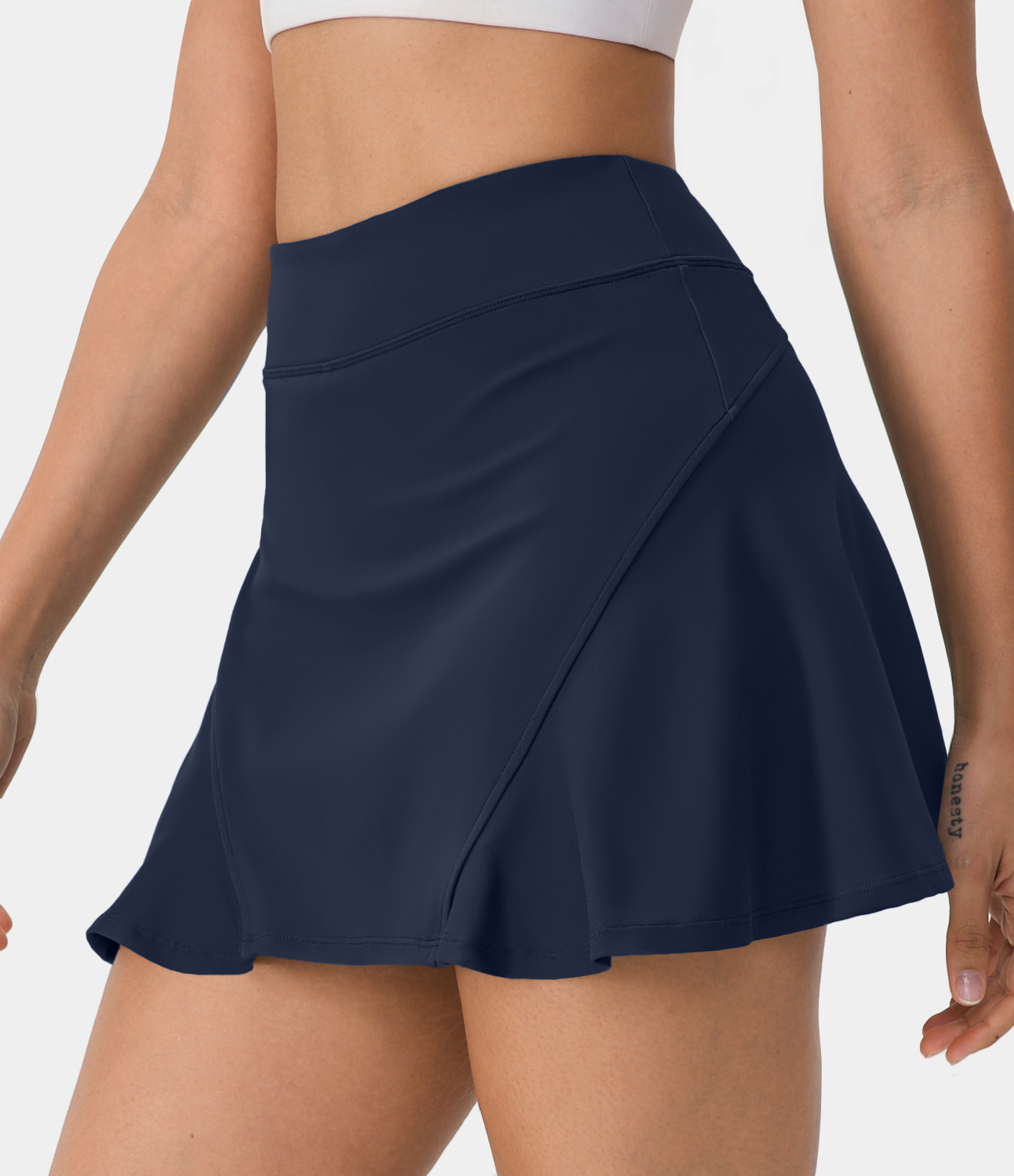 Halara Solid Hidden Side Pocket 2-in-1 Tennis Skirt  - Midnight Blue - L midi skirt a line skirt golfing skirt pleated tennis skirt 