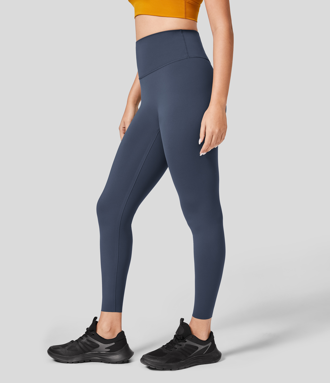 Halara High Waisted Back Waistband Pocket 7/8 Yoga Leggings  - Navy Blazer - XS gym leggings leggings with pockets leggings with butt lift 
