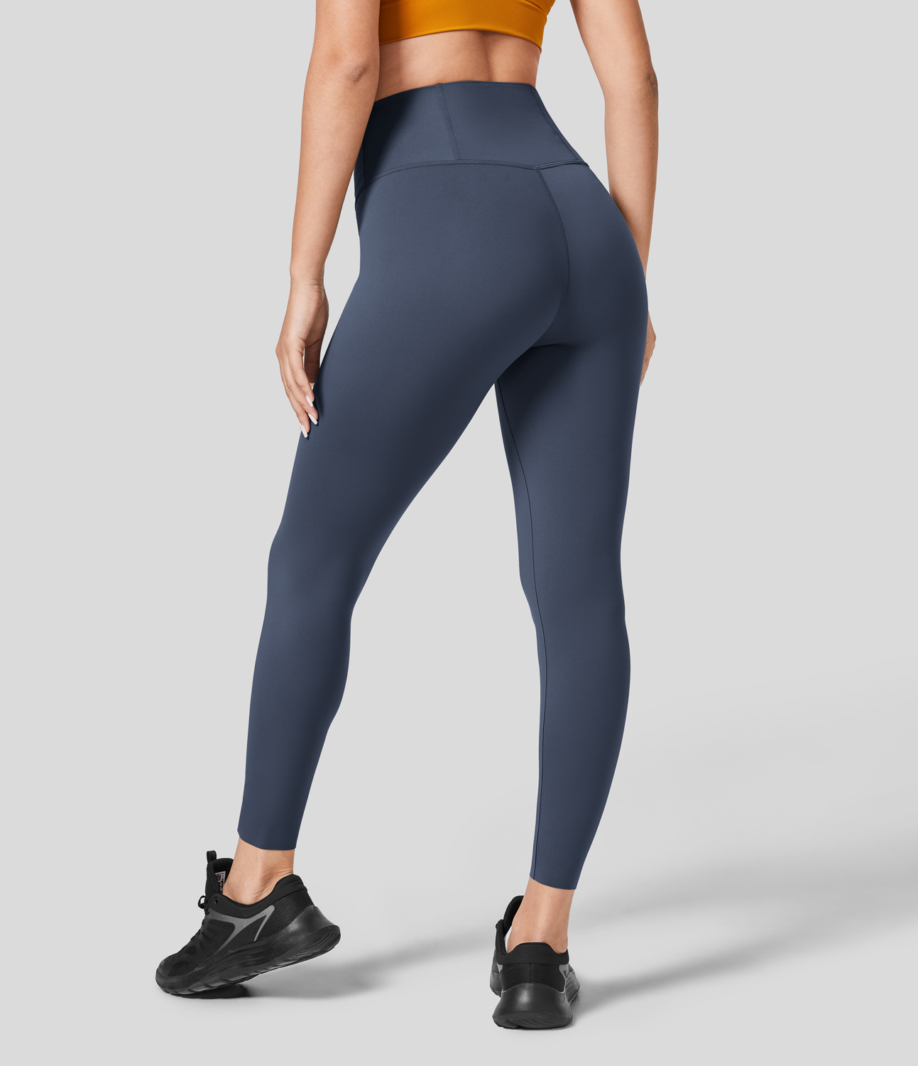 Halara High Waisted Back Waistband Pocket 7/8 Yoga Leggings  - Navy Blazer - XS gym leggings leggings with pockets leggings with butt lift 