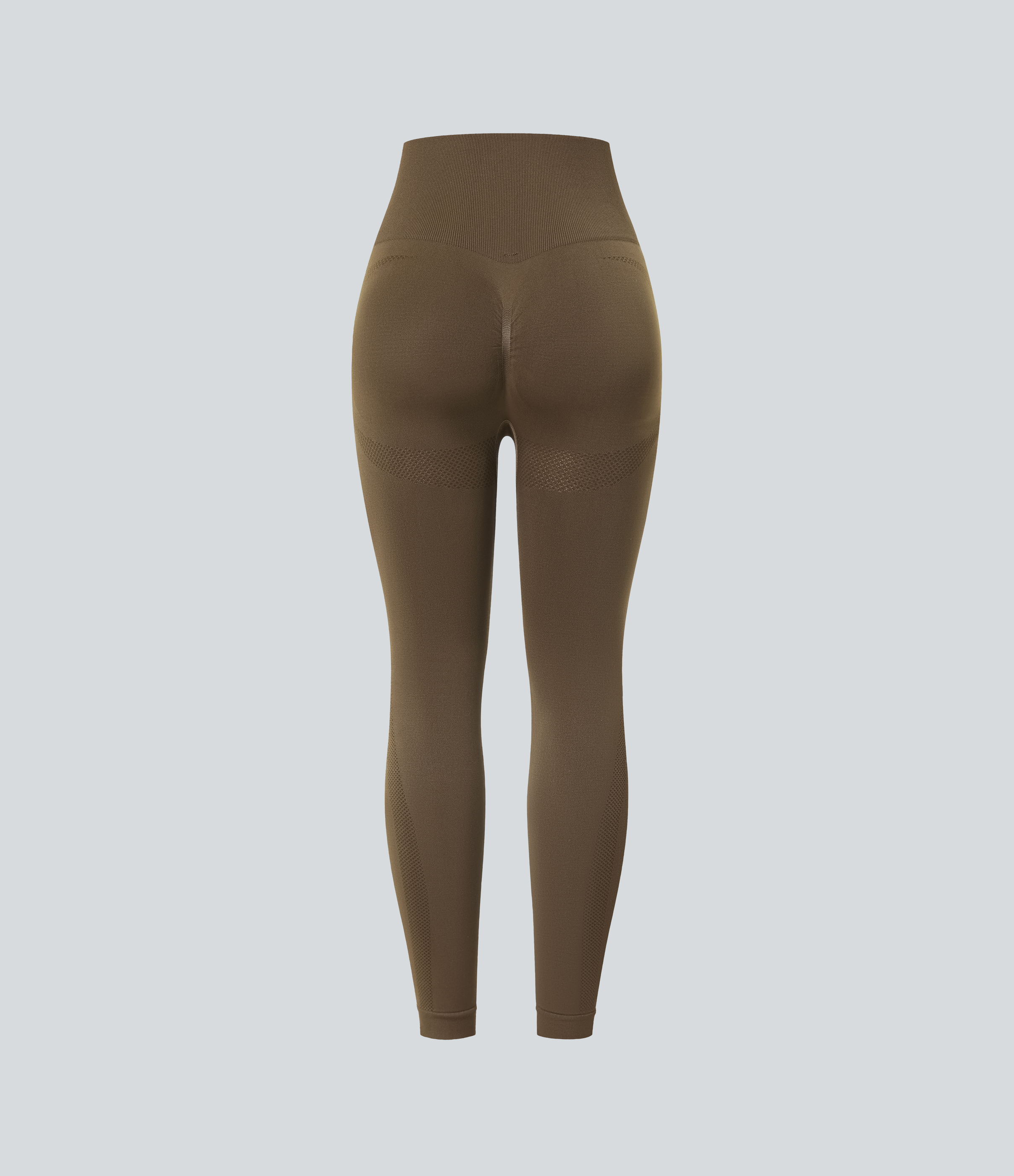 Halara Seamless Flow High Waisted Ruched 7/8 Yoga Leggings  - Dawn Brown - S(7/8) gym leggings leggings with pockets leggings with butt lift 
