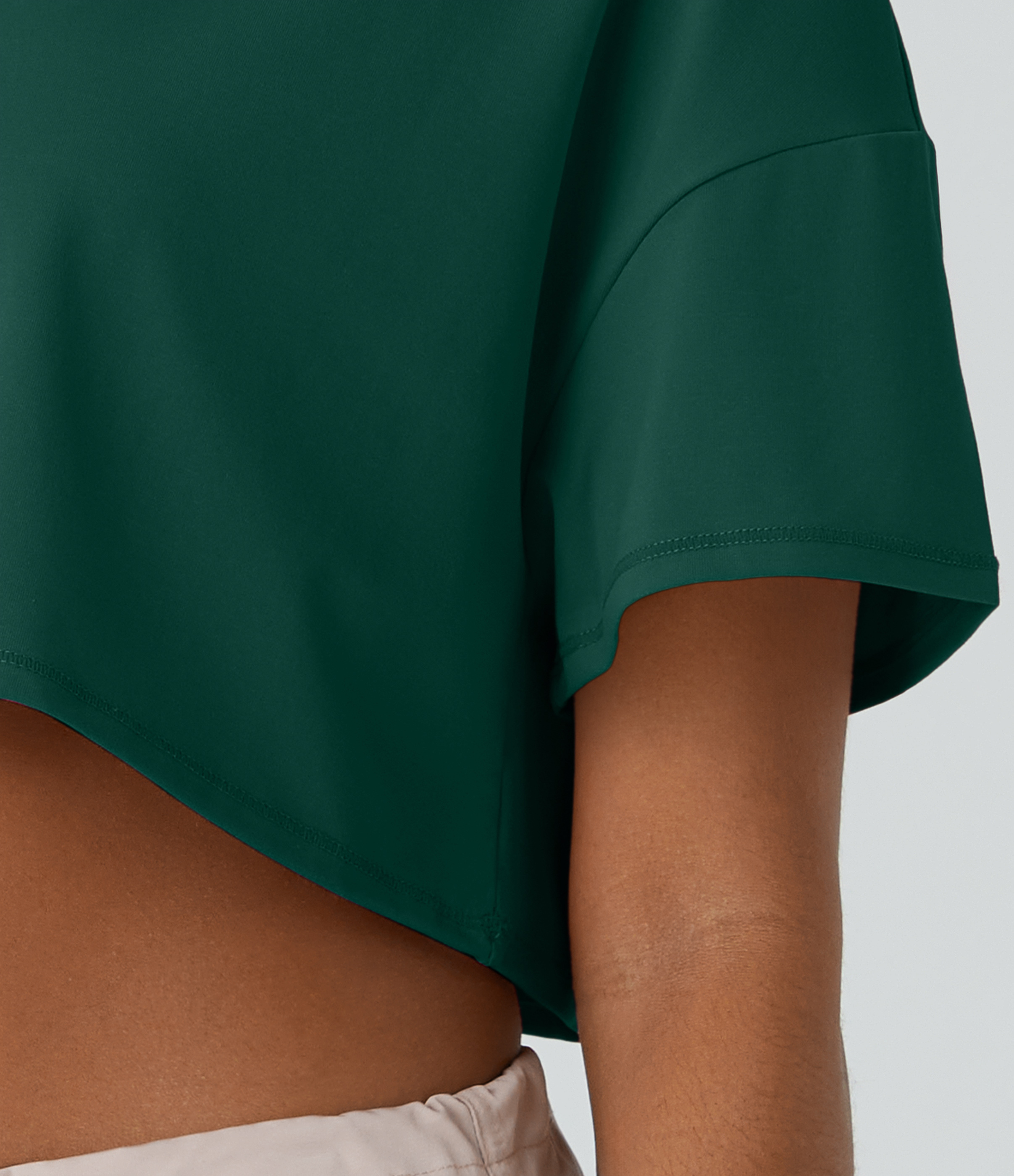 Halara Short Sleeve Cropped Loose Dance Sports Top  - Rain Forest - XS 
