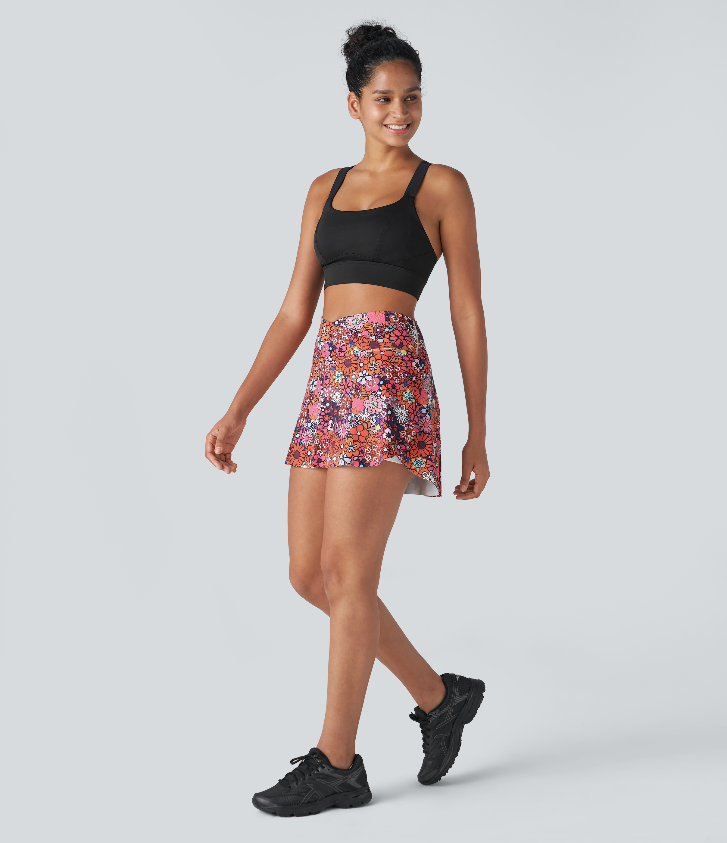 Halara Crossover 2-in-1 Side Pocket Floral Print Pickleball Skirt  - Sunflower Print - XL(regular) midi skirt a line skirt golfing skirt 