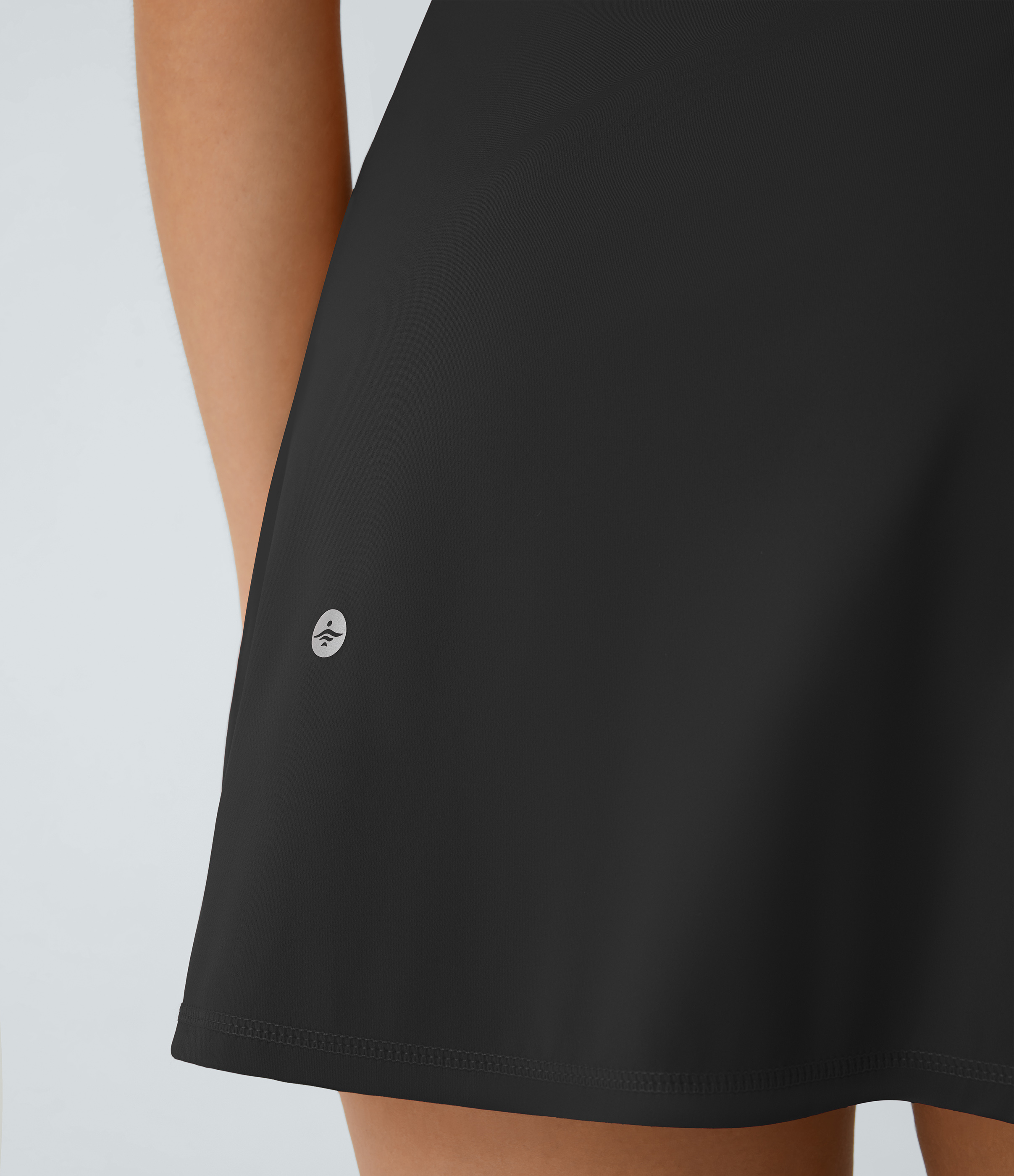 Halara Contrast Mesh Buckle Cut Out Split 2-in-1 Side Pocket Dance Dress-Easy Peezy Workout Dress - Black - M 