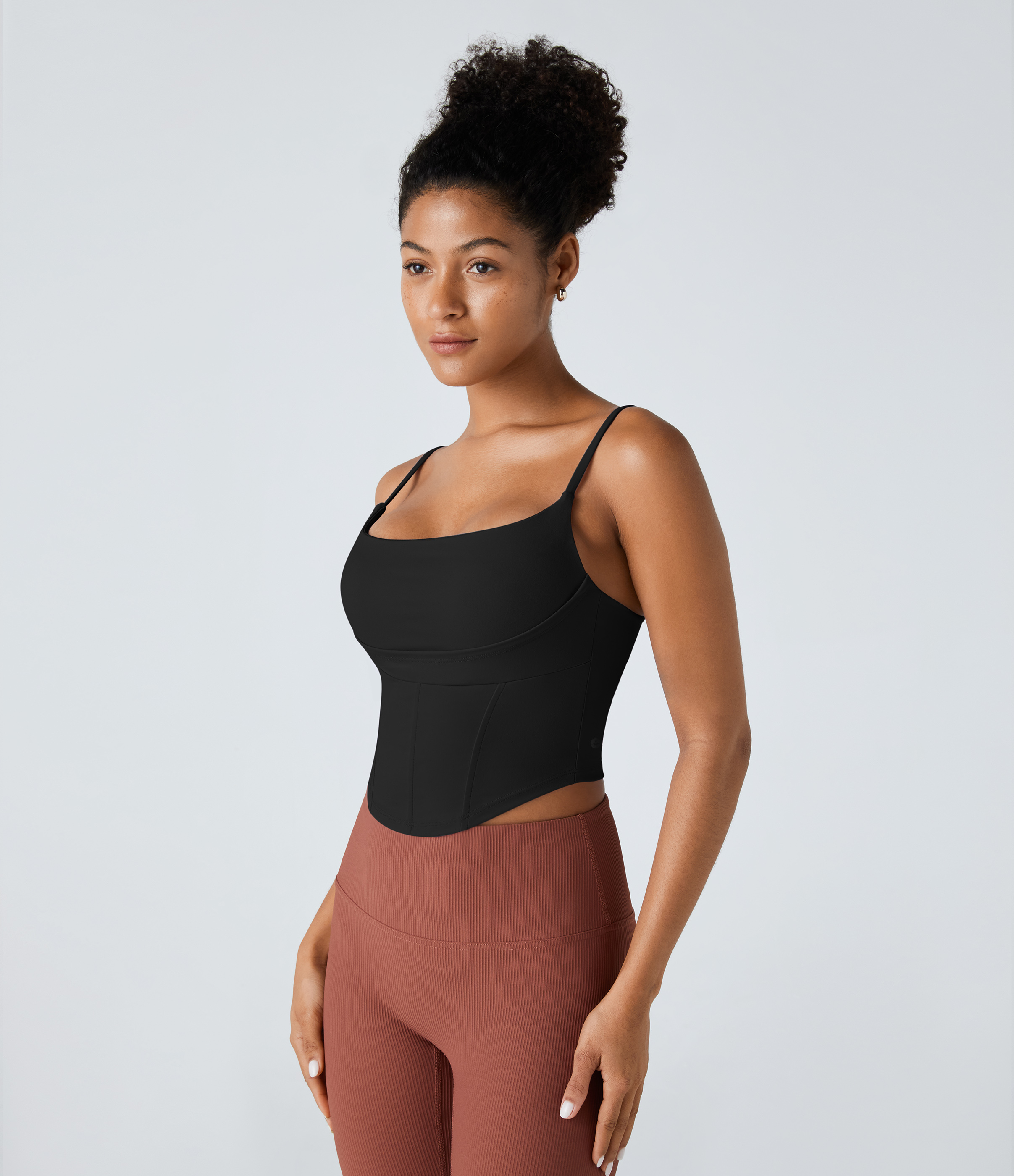 Halara Softlyzeroв„ў Airy Backless Corset Curved Hem Cropped Cool Touch Yoga Tank Top-UPF50+ Tank Top - Black - XS golf tops halter top 