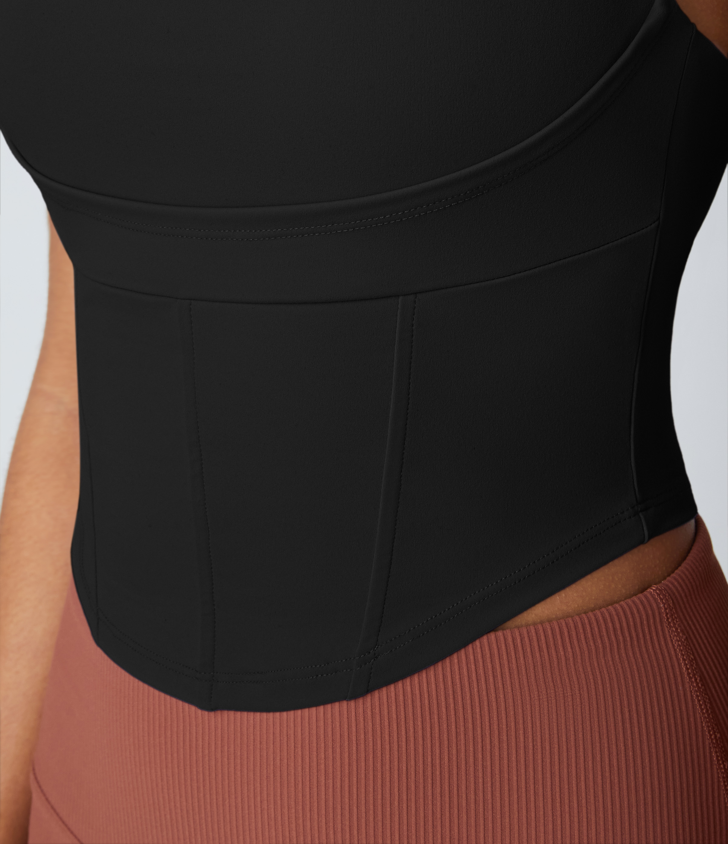 Halara Softlyzeroв„ў Airy Backless Corset Curved Hem Cropped Cool Touch Yoga Tank Top-UPF50+ Tank Top - Black - XS golf tops halter top 