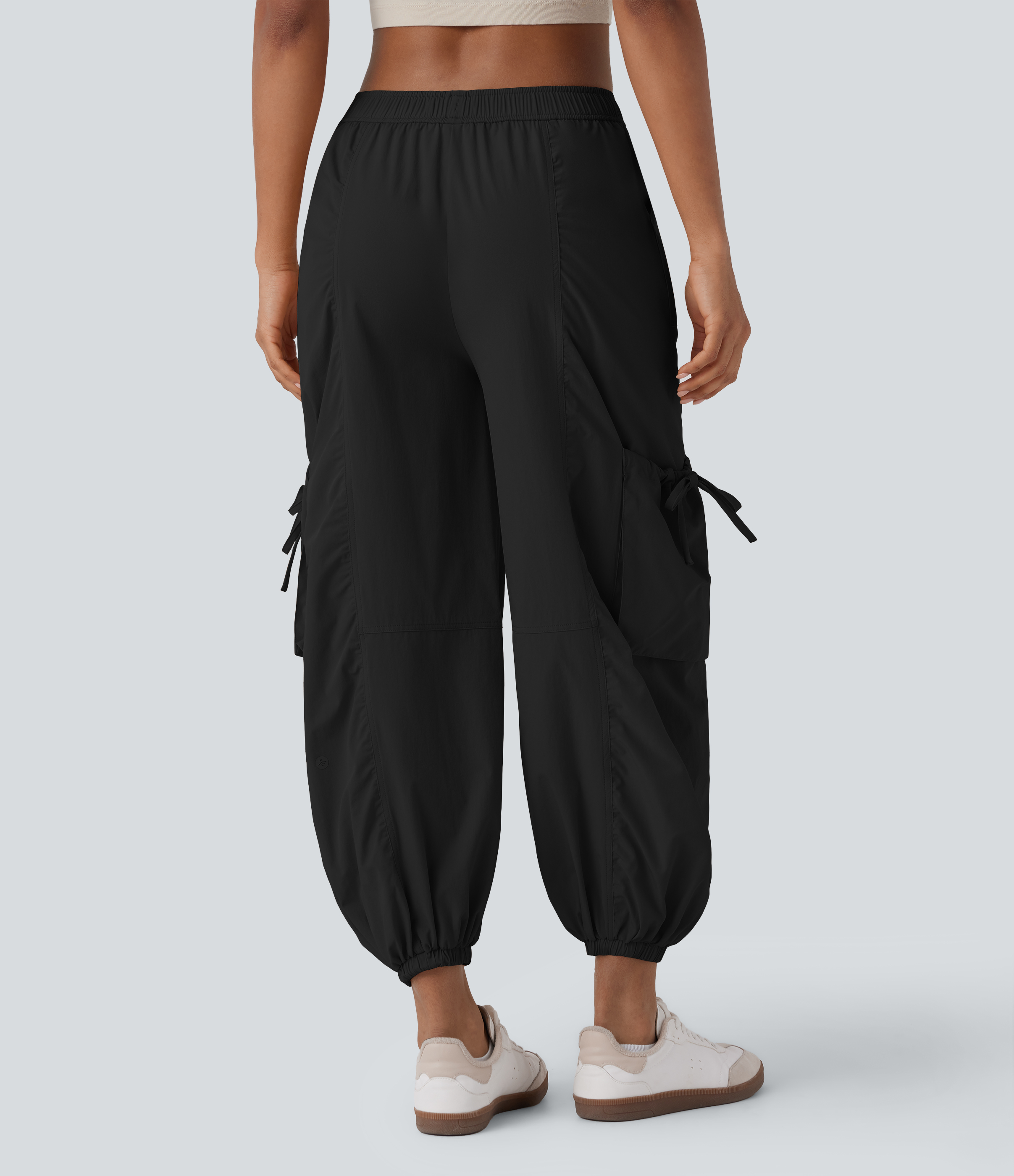 Halara Mid Low Rise Drawstring Multiple Pockets Casual Cargo Joggers  - Black - XL(regular) 