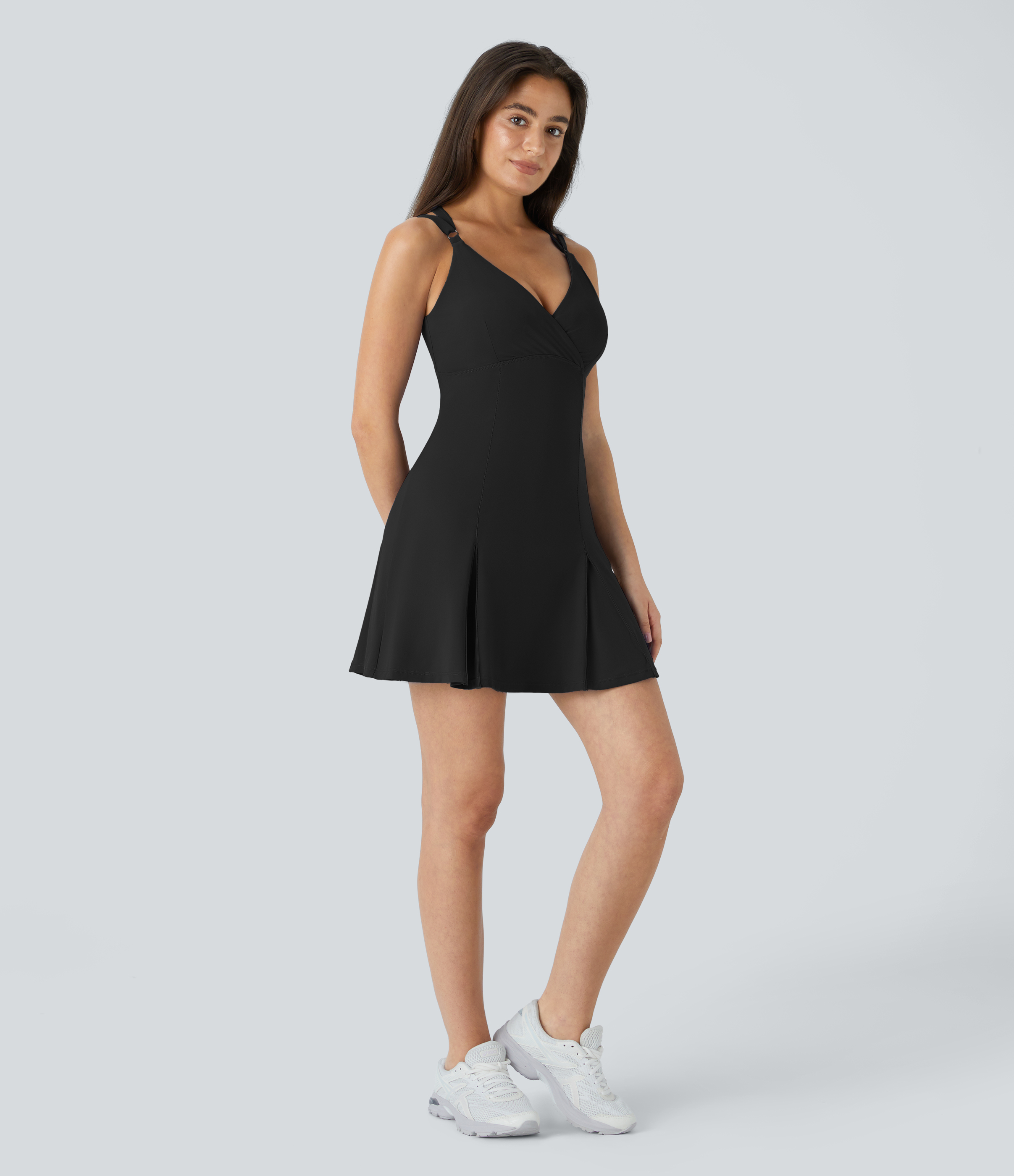 Halara Adjustable Strap Backless Cut Out Mini Tennis Active Dress Workout Dress - Black - M 