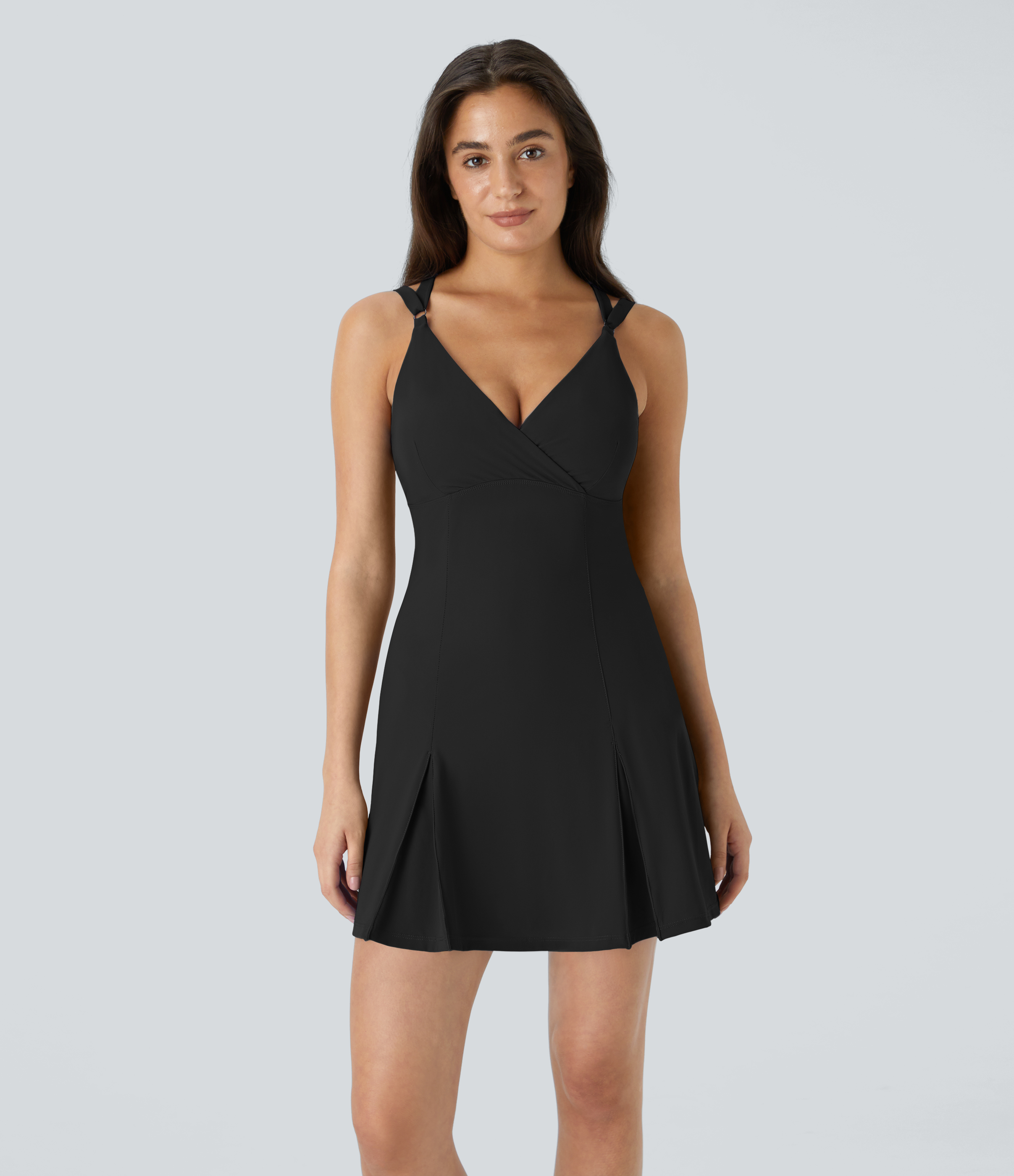 Halara Adjustable Strap Backless Cut Out Mini Tennis Active Dress Workout Dress - Black - M 