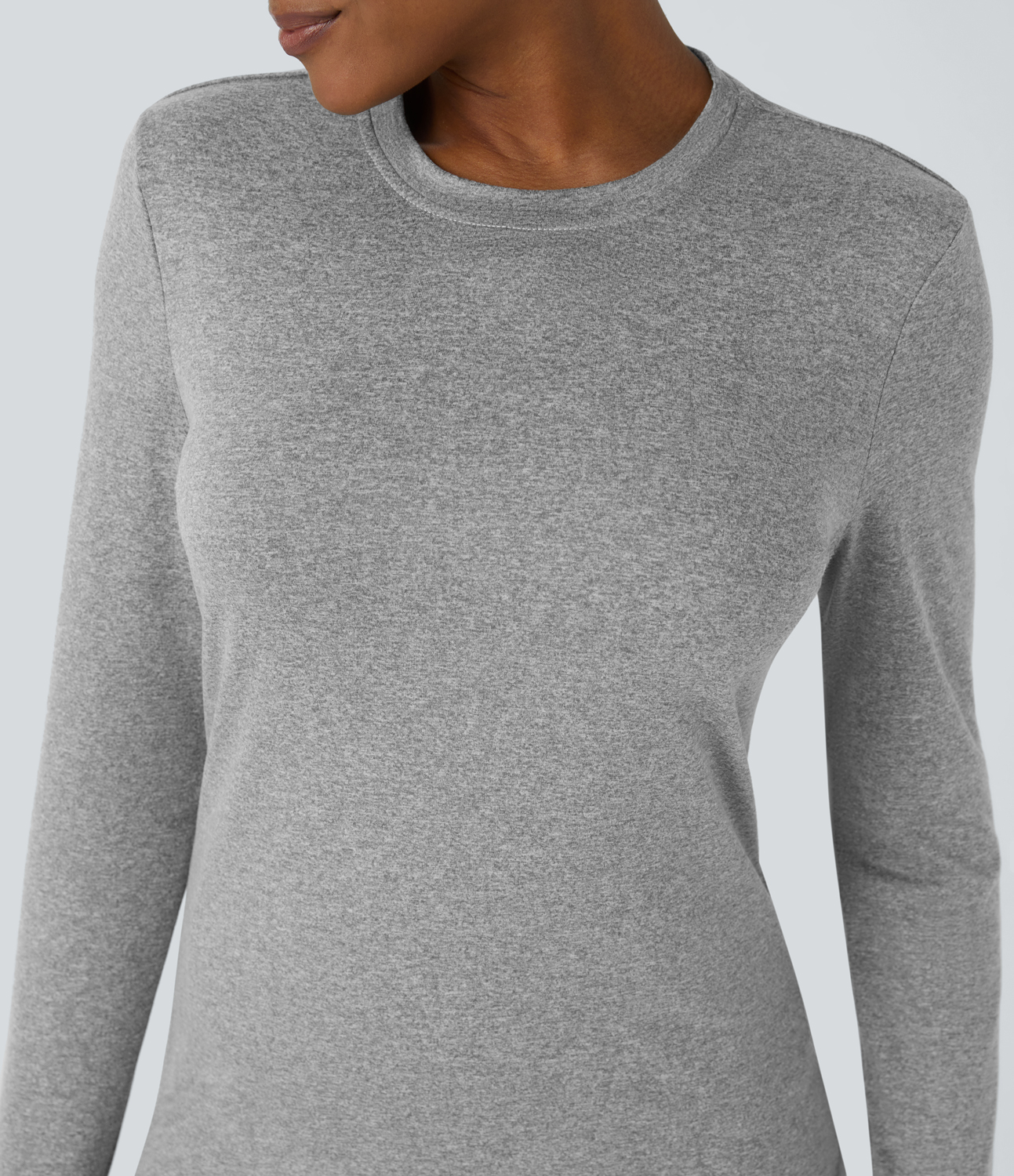 Halara Round Neck Long Sleeve Hiking Sports Top  - Fog Gray - L 