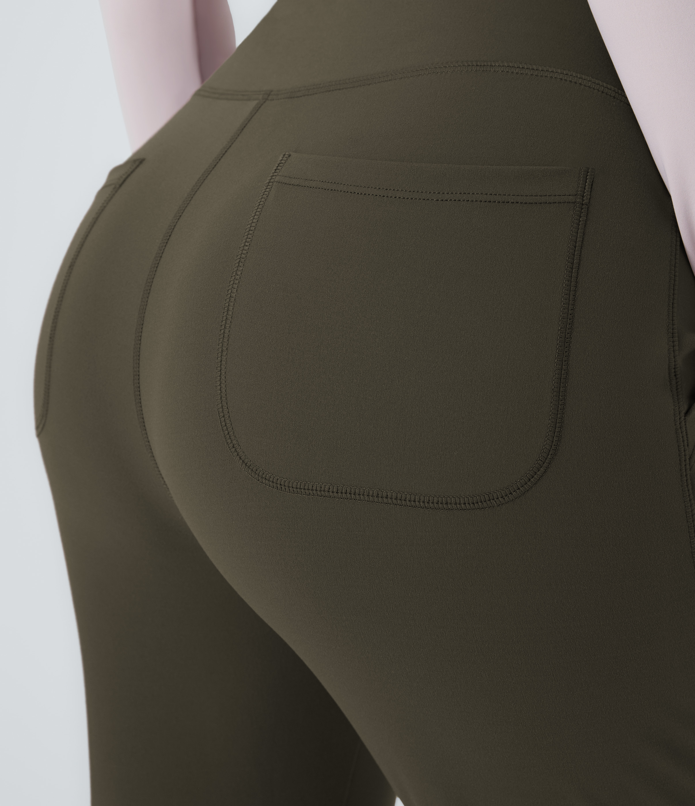 Halara In My Feels High Waisted Side Pocket Plain Flare Leggings  - Forest Night - M gym leggings leggings with pockets 
