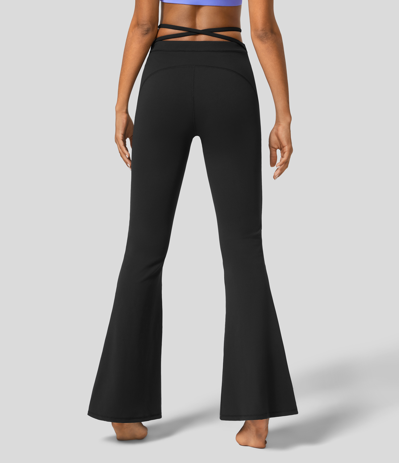 

Halara Mid Rise Crisscross Adjustable Strap Split Yoga Flare Pants - Black