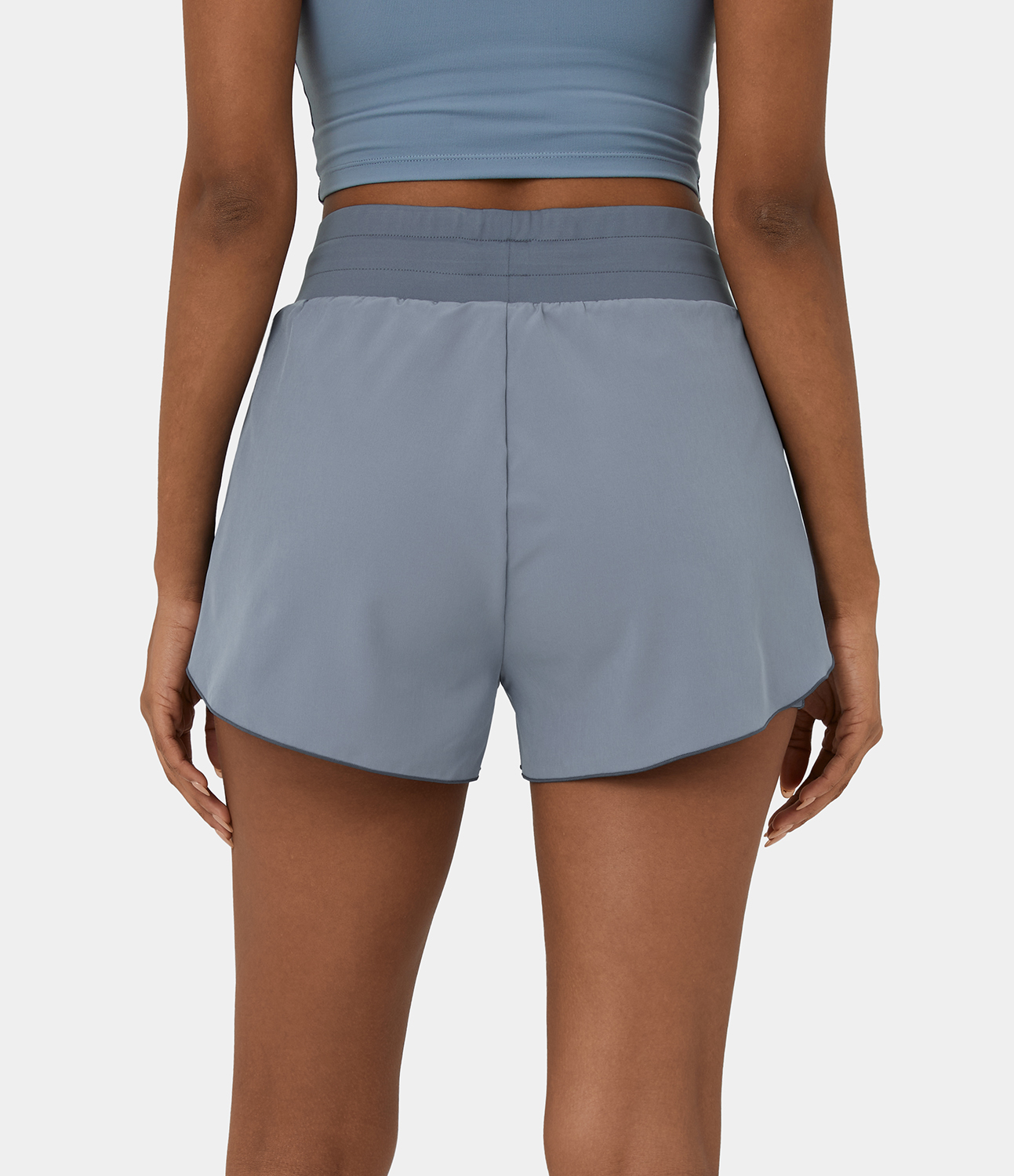 Halara High Waisted Drawstring 2-in-1 Side Pocket Color Block Casual Shorts 3`` Gym Short - Rain Washed - M booty shorts compression shorts 