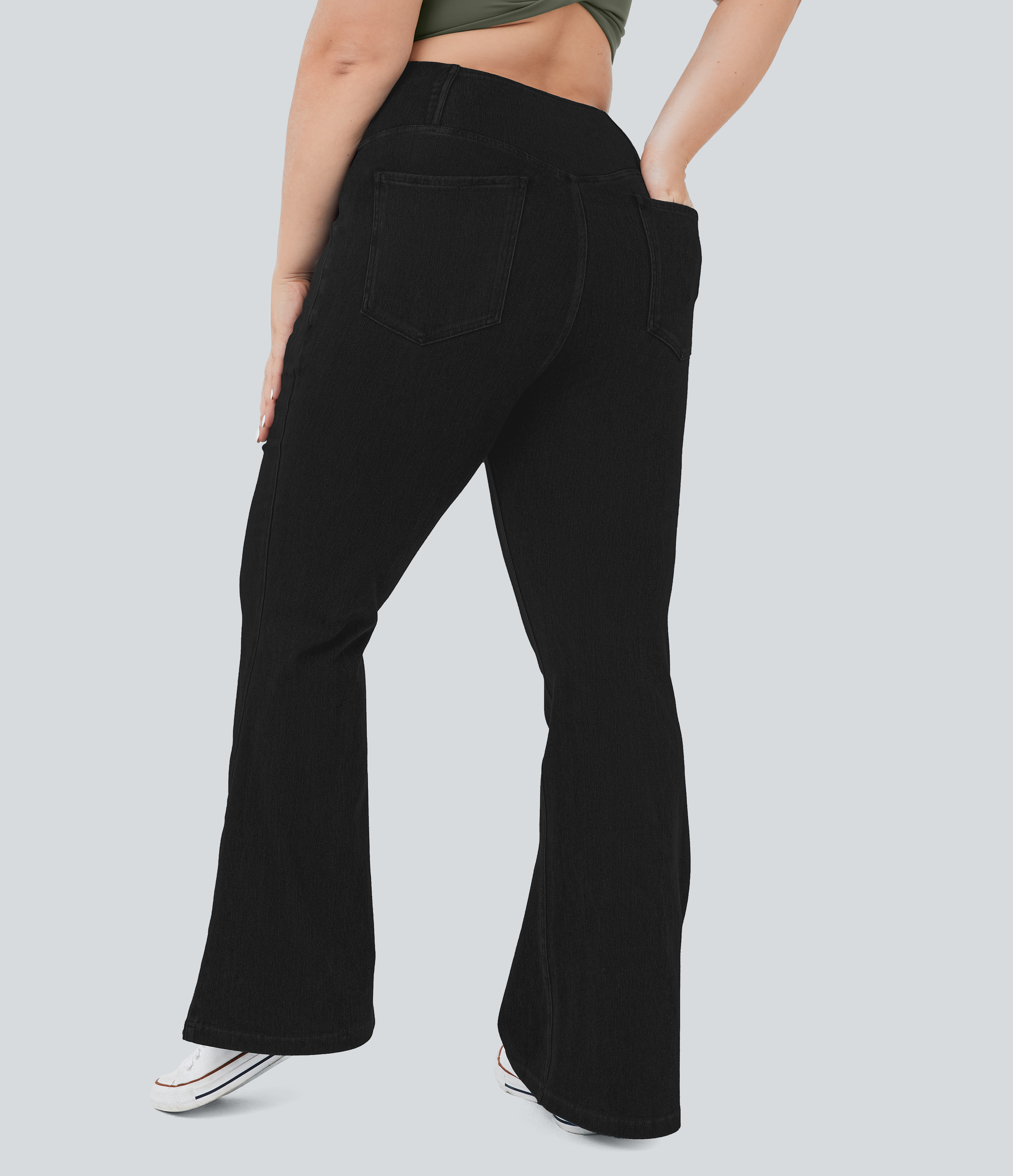 Halara Flex™ High Waisted Crossover Pocket Cool Touch Breathable Washed Plus Size Casual Jeans