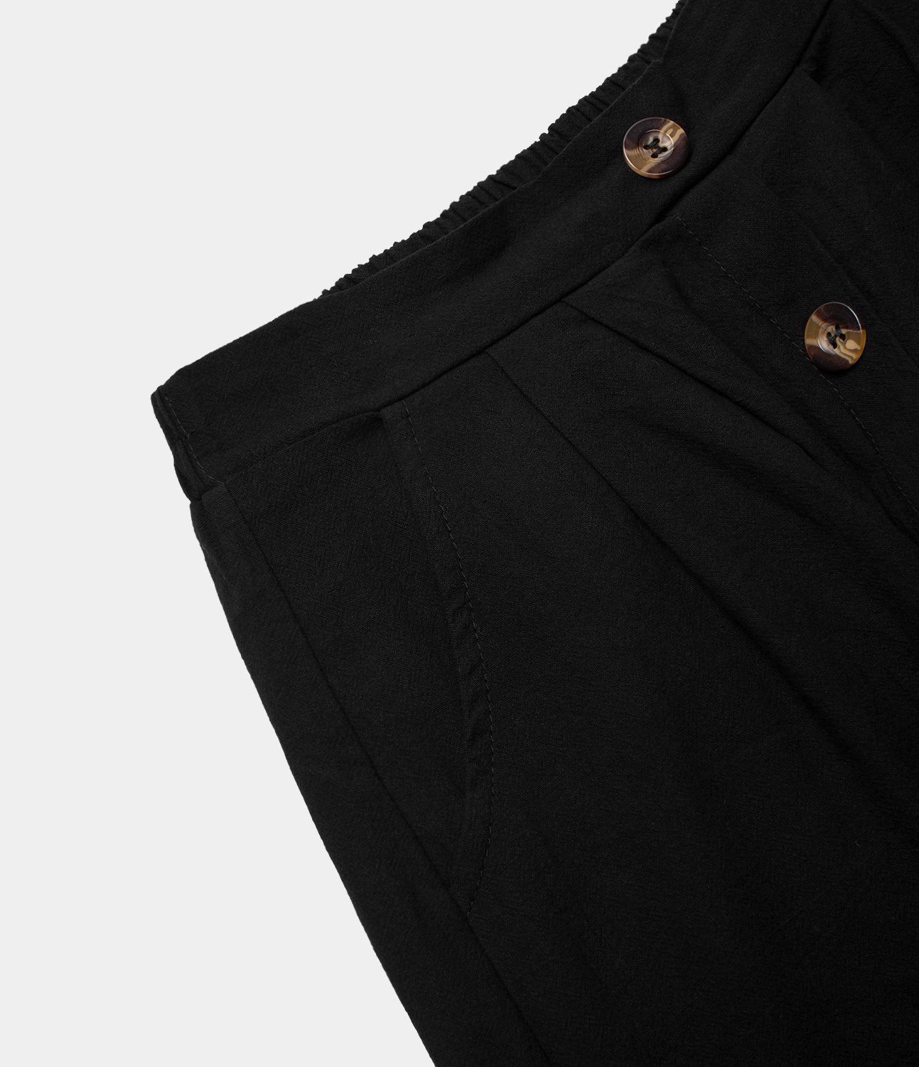 Halara High Waisted Side Pocket Button A Line Midi Casual Linen-Feel Skirt  - Black - M 