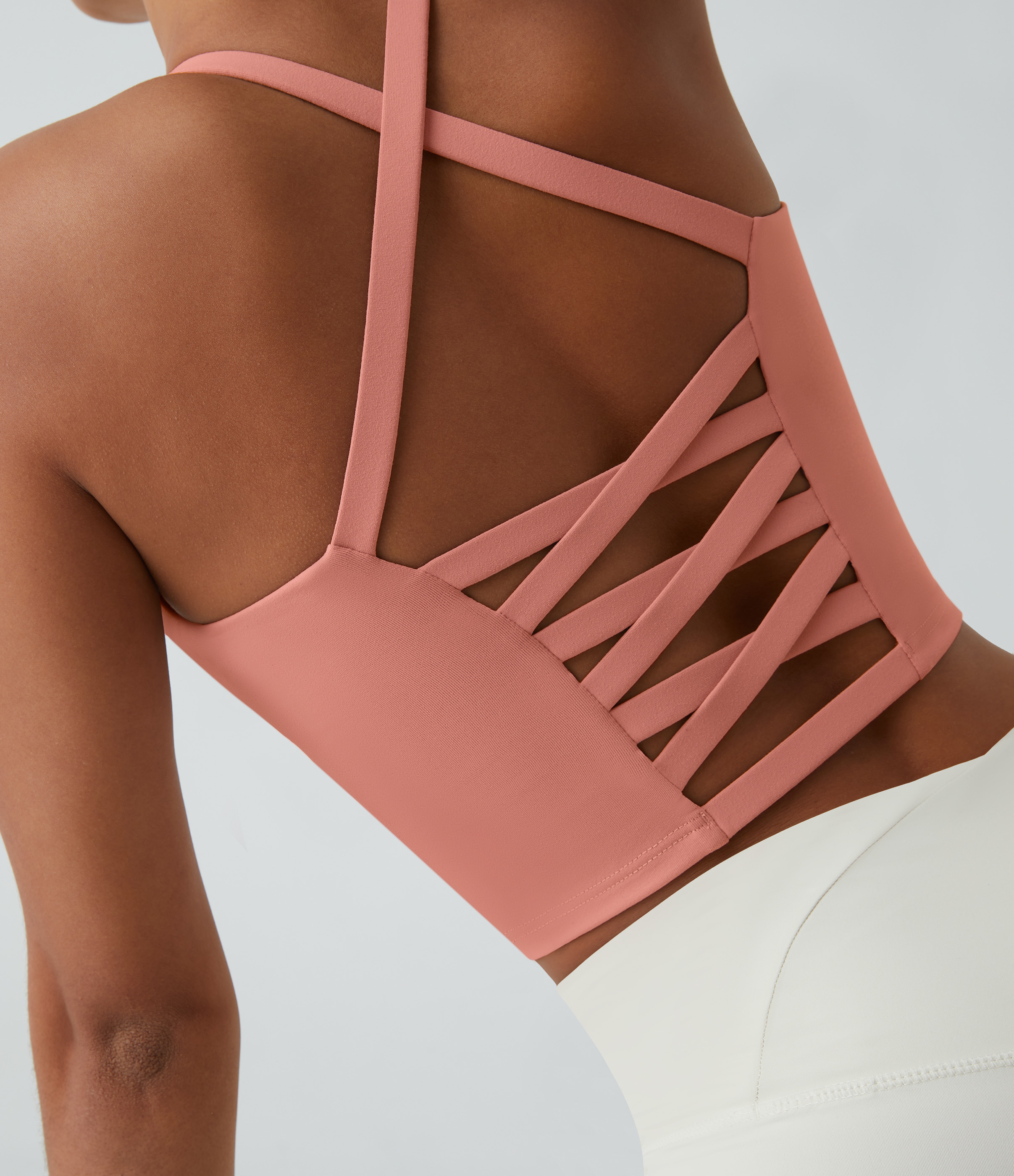 Halara Crisscross Backless Cropped Yoga Tank Top Tank Top - Blooming Dahlia - M golf tops halter top tunic tops sleeveless tops backless top 