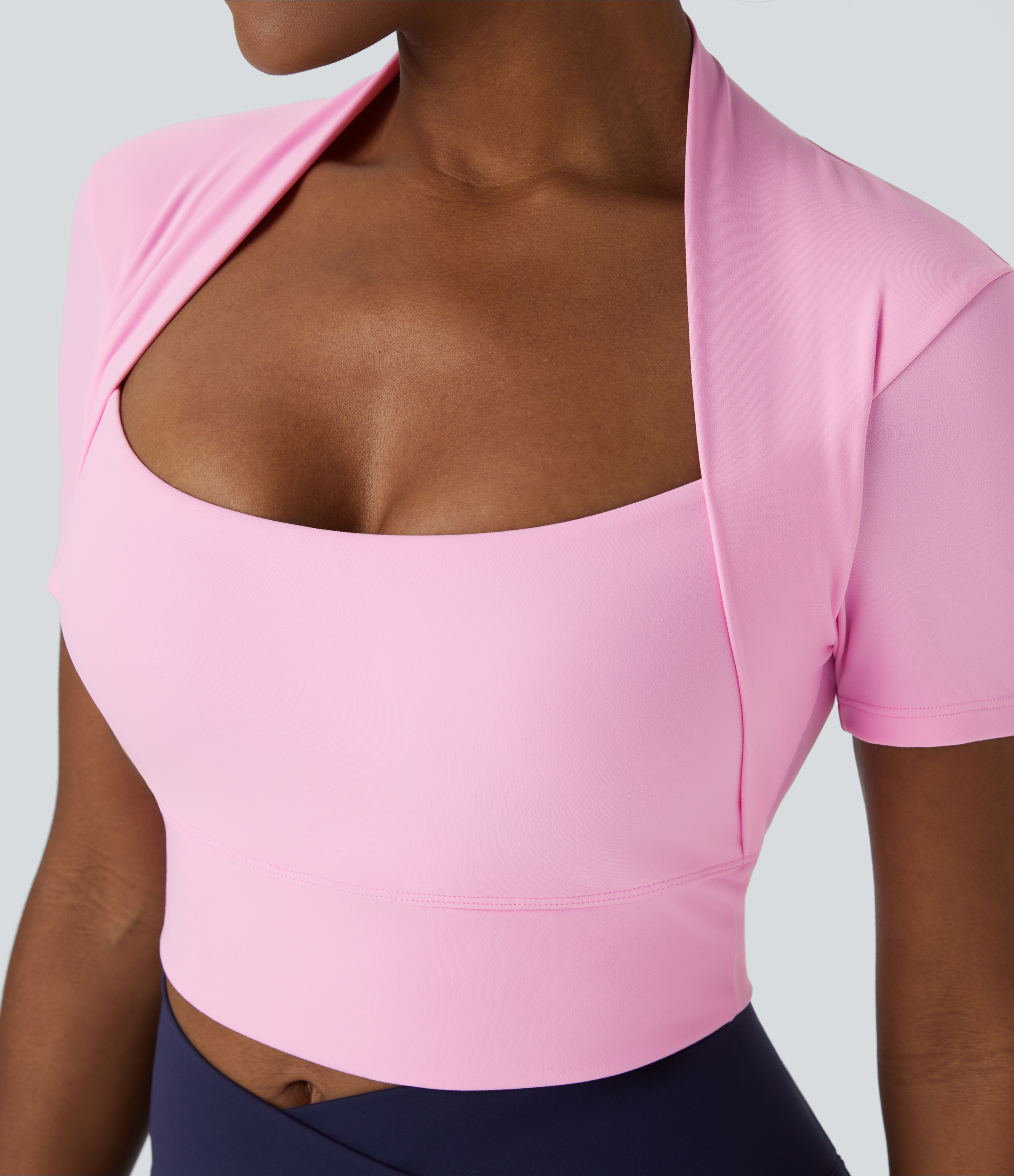 Halara Cloudfulв„ў Fabric Short Sleeve 2-in-1 Cropped Yoga Sports Top  - Nosegay - M 