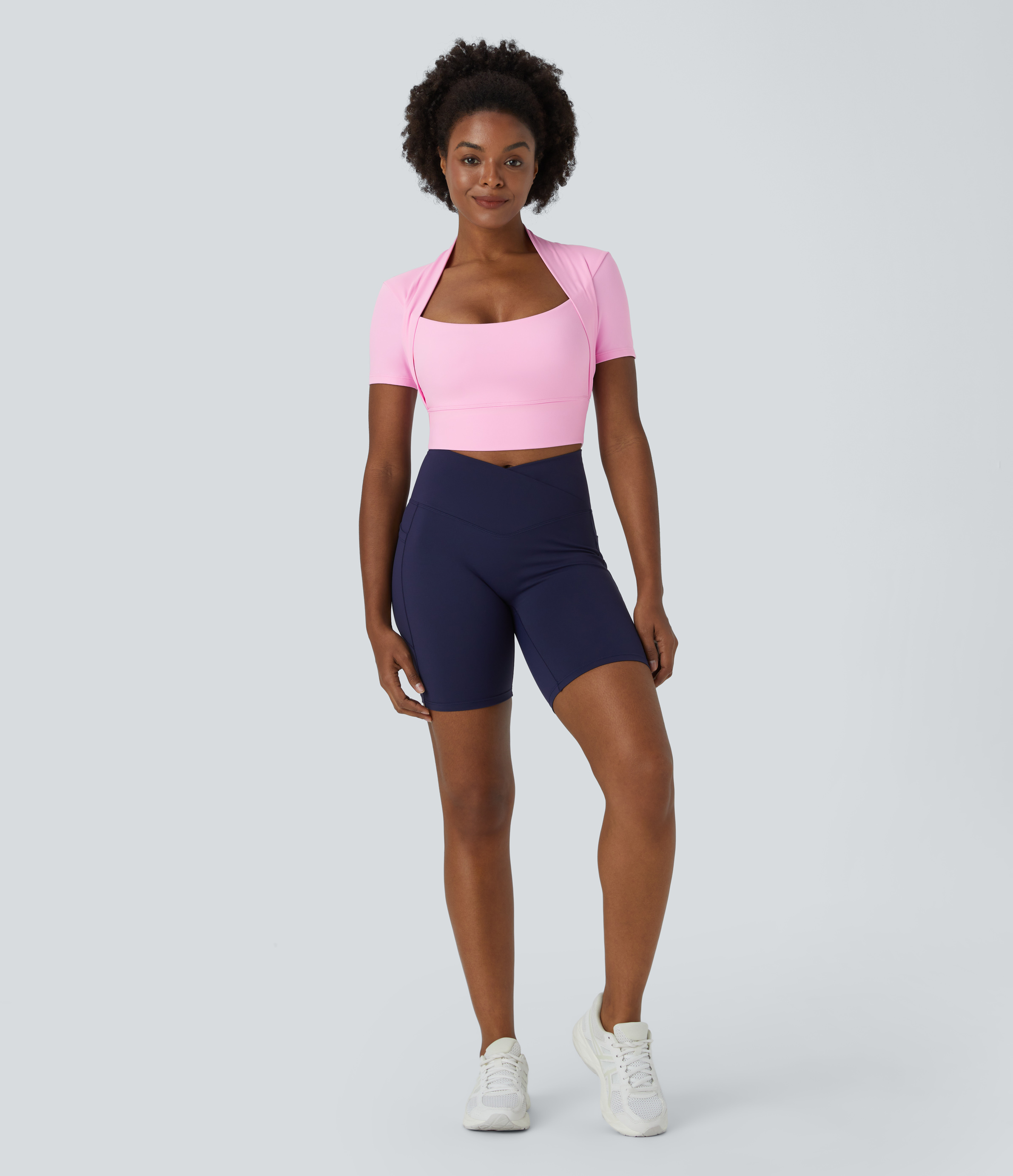 Halara Cloudfulв„ў Fabric Short Sleeve 2-in-1 Cropped Yoga Sports Top  - Nosegay - M 