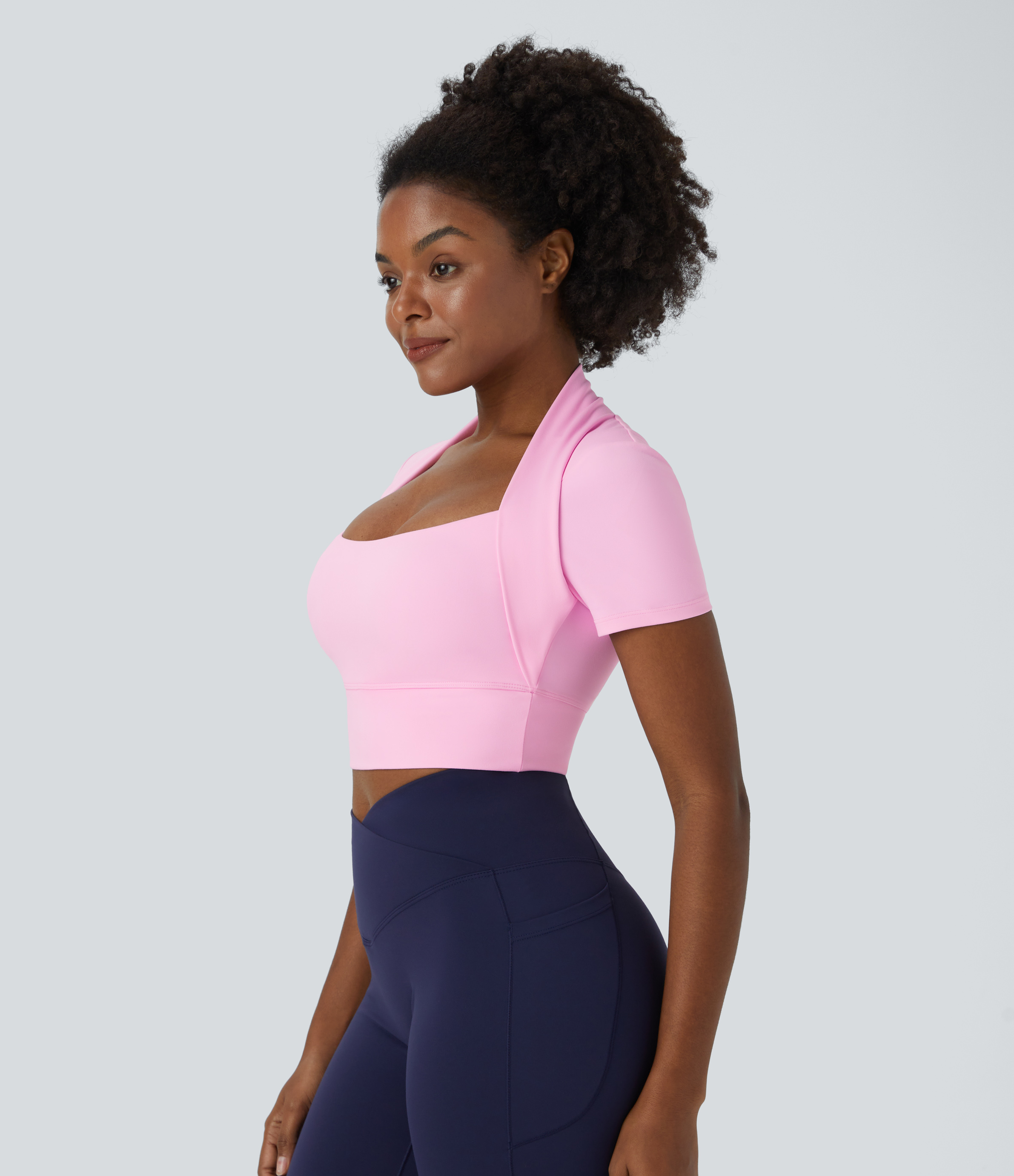 Halara Cloudfulв„ў Fabric Short Sleeve 2-in-1 Cropped Yoga Sports Top  - Nosegay - M 