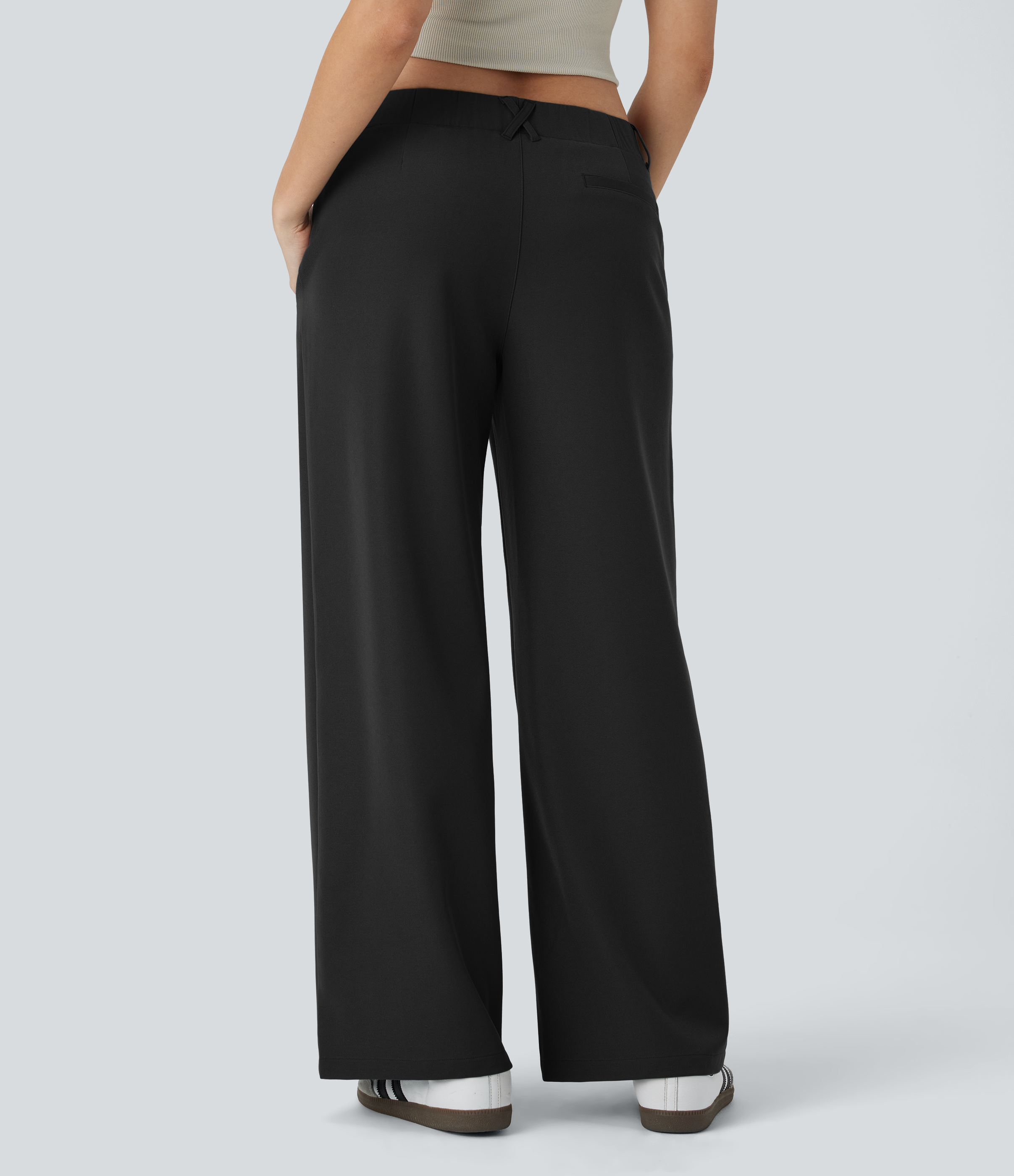Halara Low Rise Side Pocket Straight Leg Casual Pants  - Black - S(regular) sweatpants jogger pants stacked sweatpants cargo joggers 