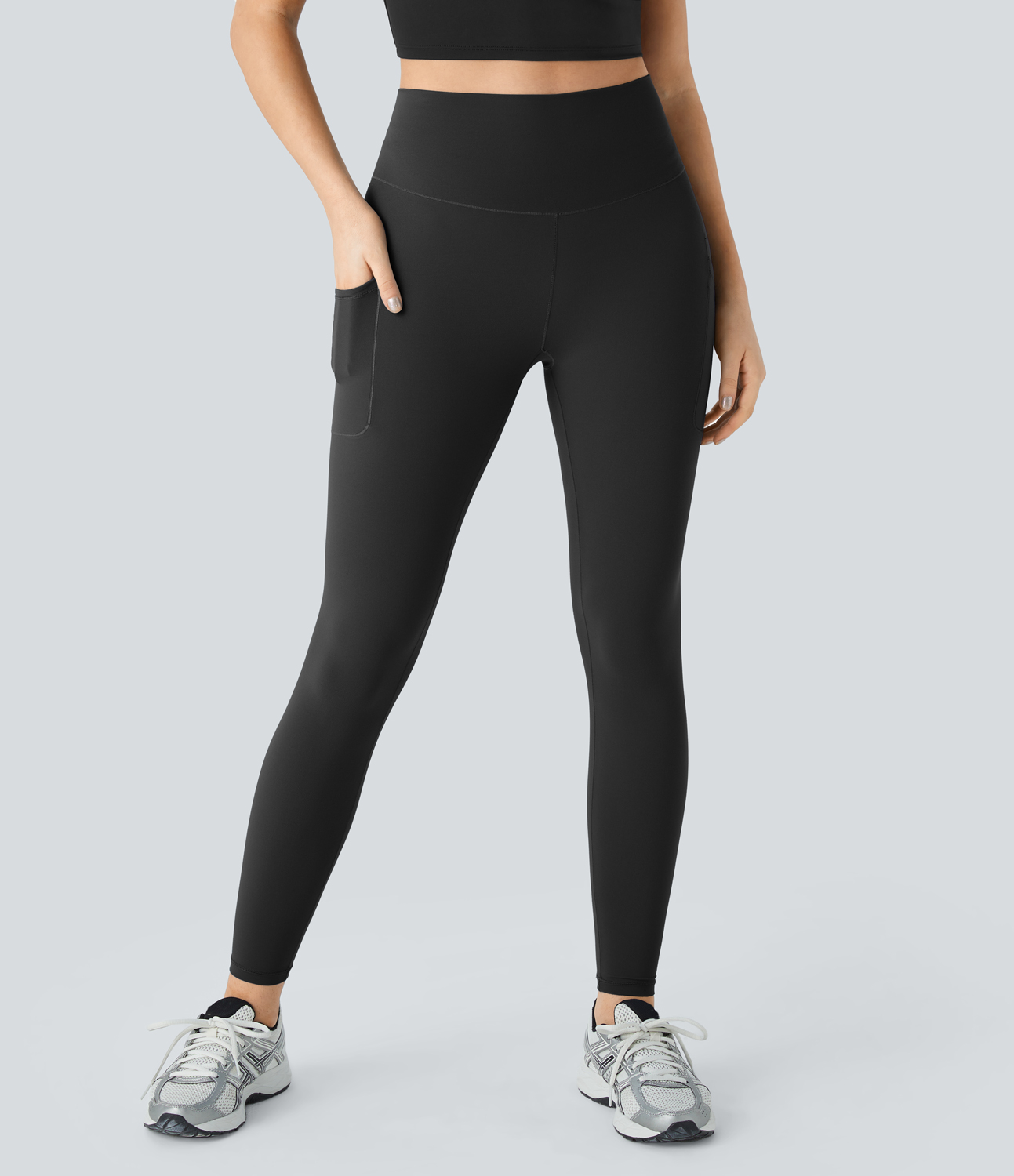 Halara UltraSculpt High Waisted Side Pocket 7/8 Workout Leggings  - Black - M(7/8) gym leggings leggings with pockets leggings with butt lift 